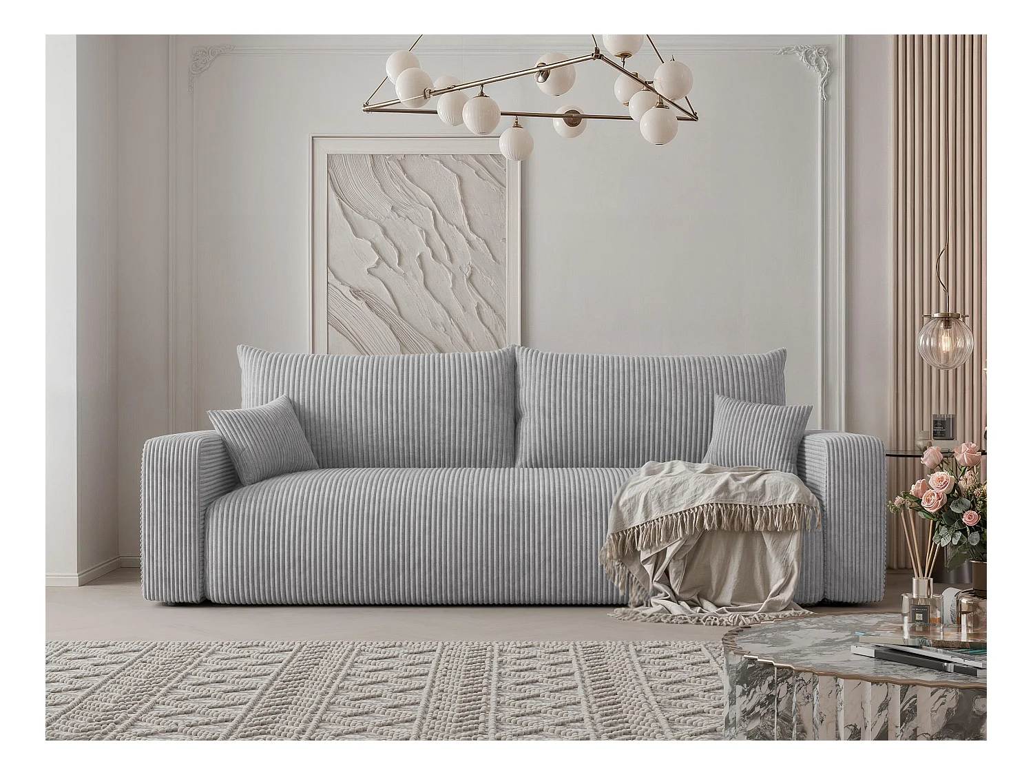 Canapé avec fonction couchage, Gris clair