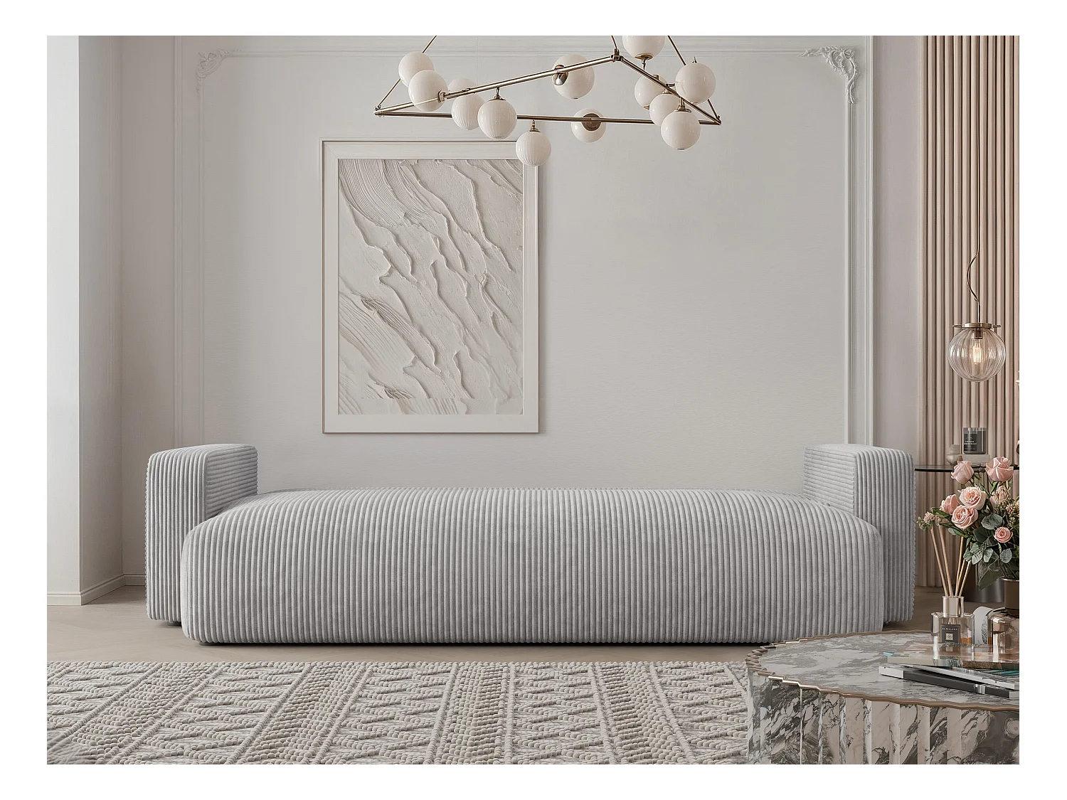 Canapé avec fonction couchage, Gris clair