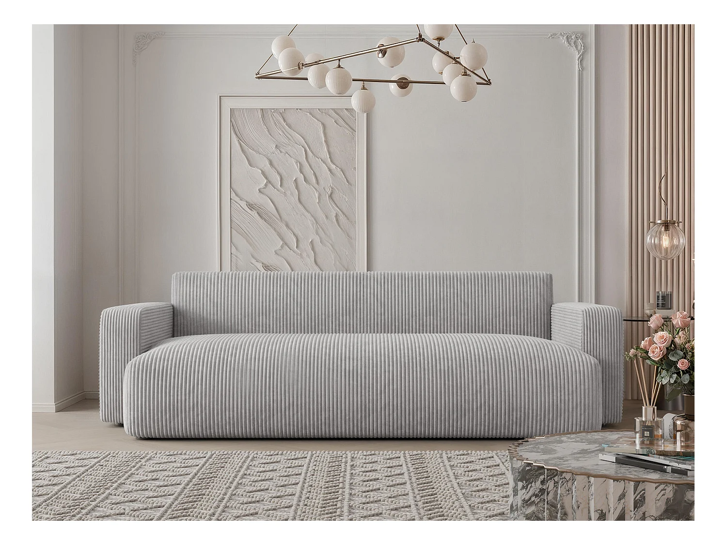 Canapé avec fonction couchage, Gris clair