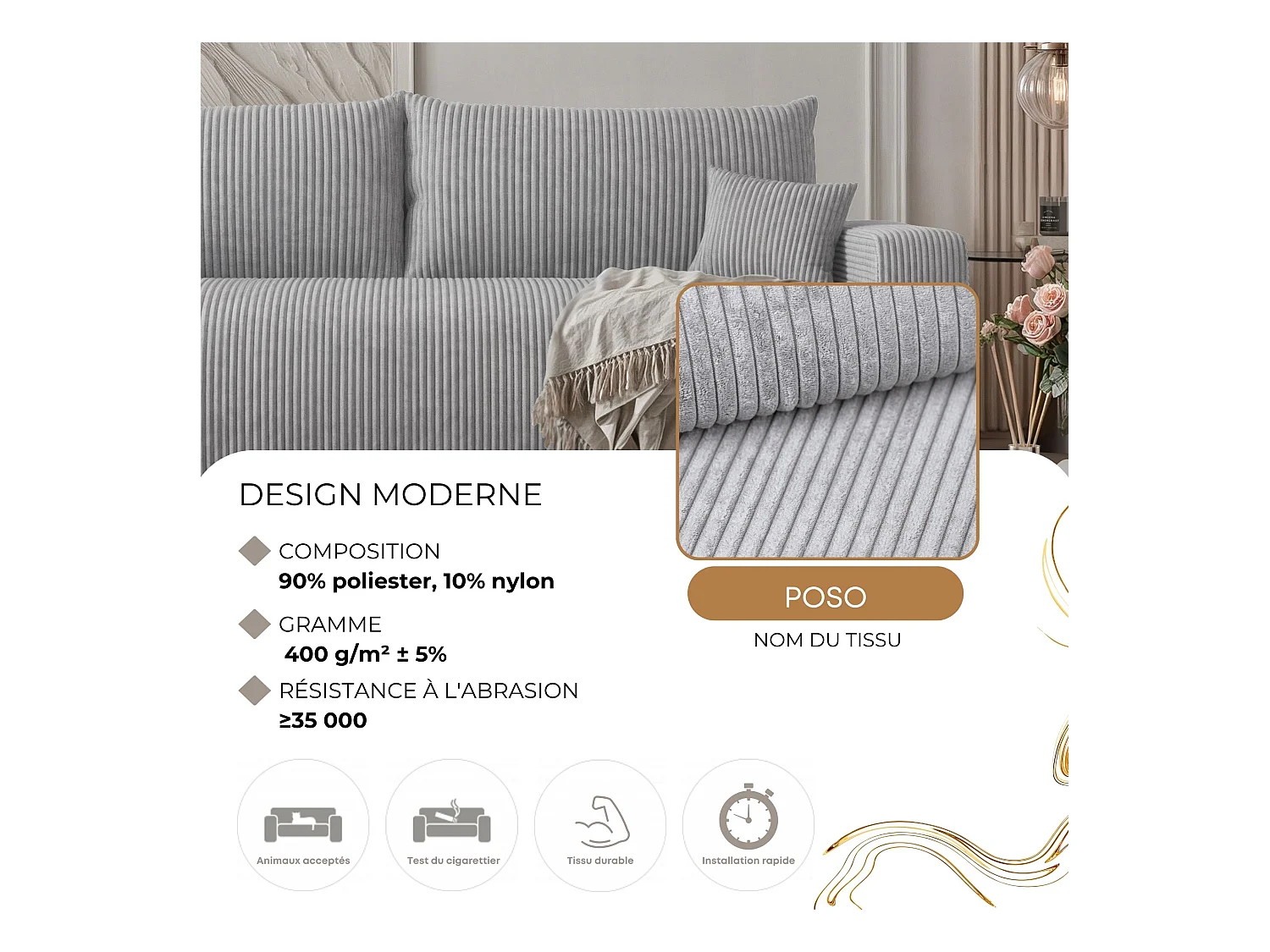 Canapé avec fonction couchage, Gris clair