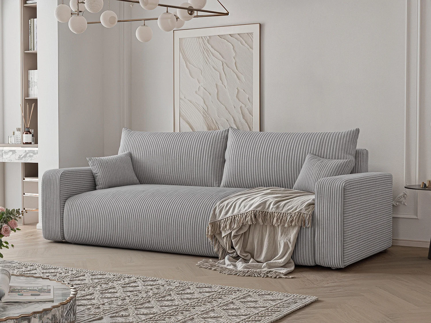 Canapé avec fonction couchage, Gris clair