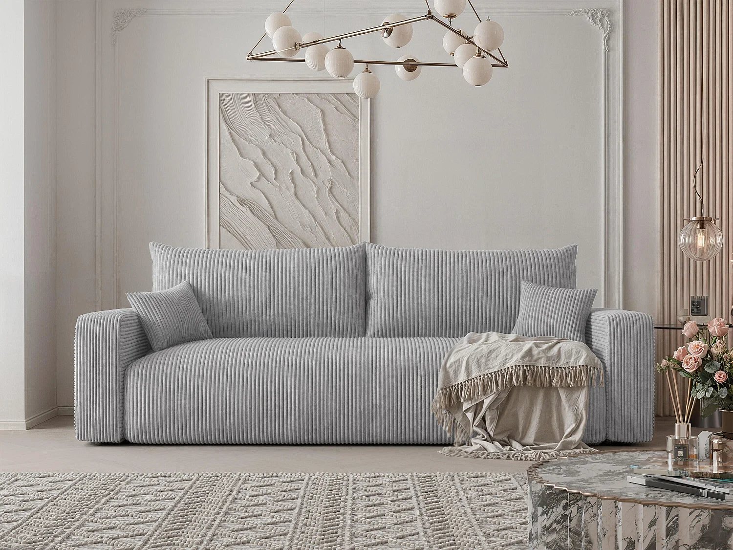 Canapé avec fonction couchage, Gris clair