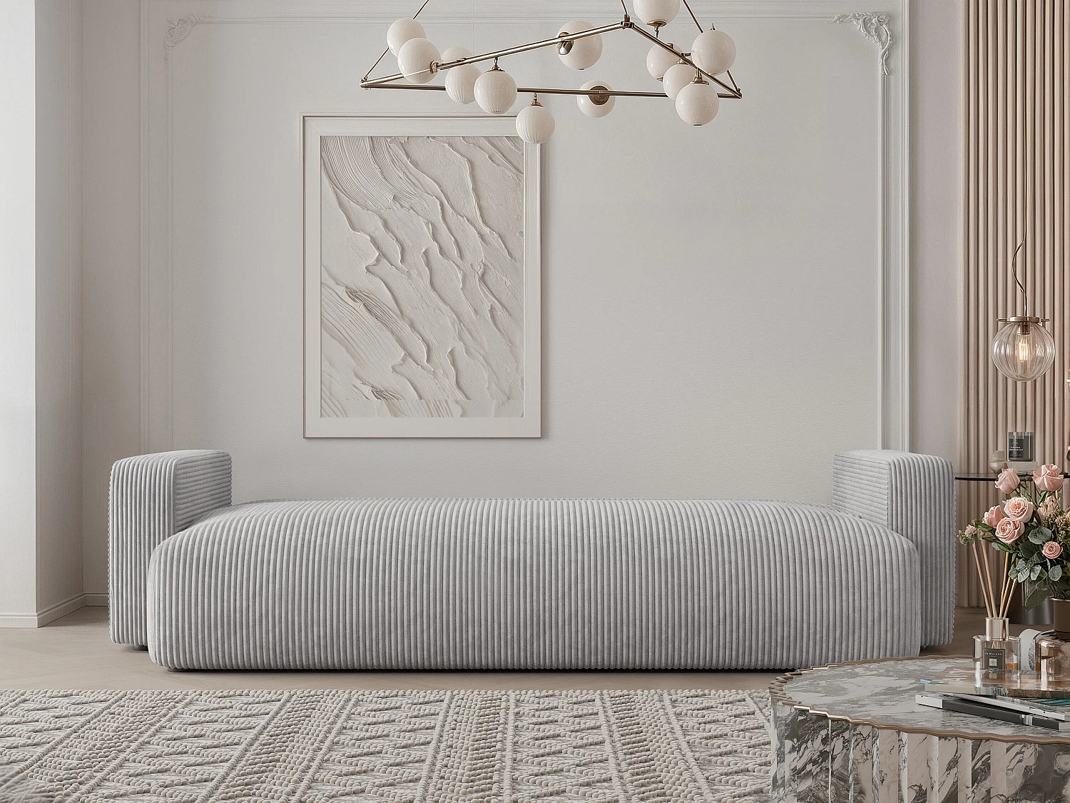 Canapé avec fonction couchage, Gris clair