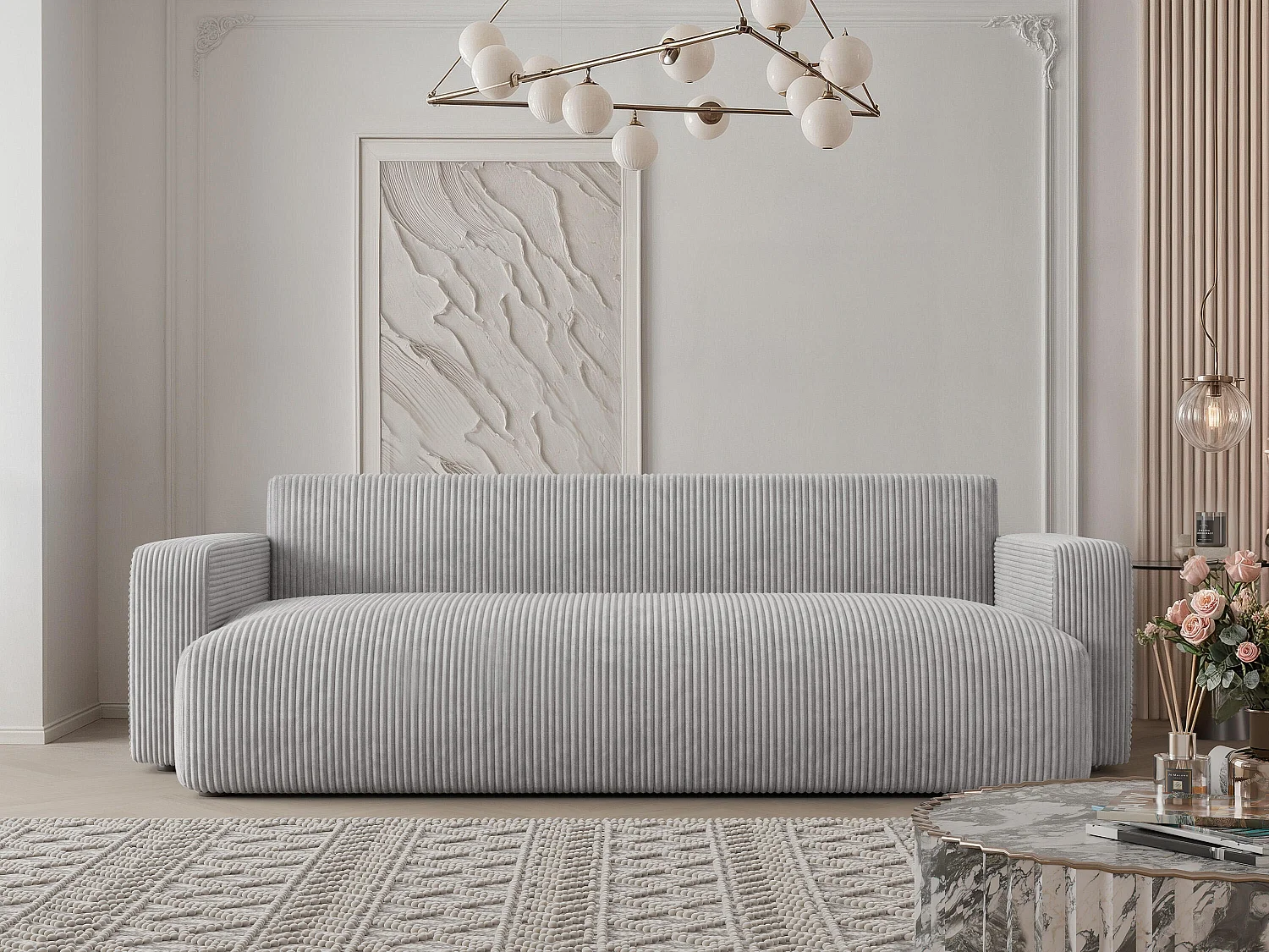 Canapé avec fonction couchage, Gris clair