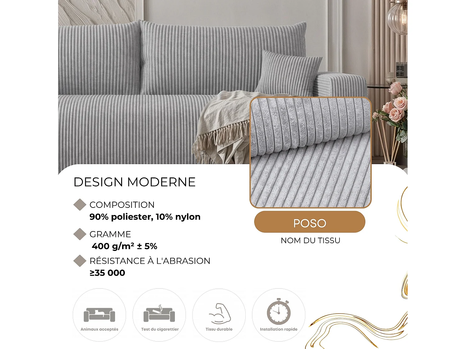 Canapé avec fonction couchage, Gris clair