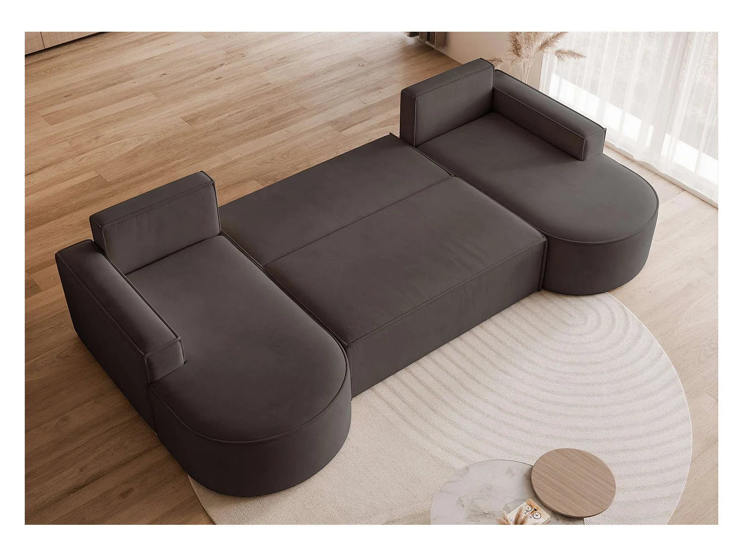 Canapé avec fonction couchage, Noir