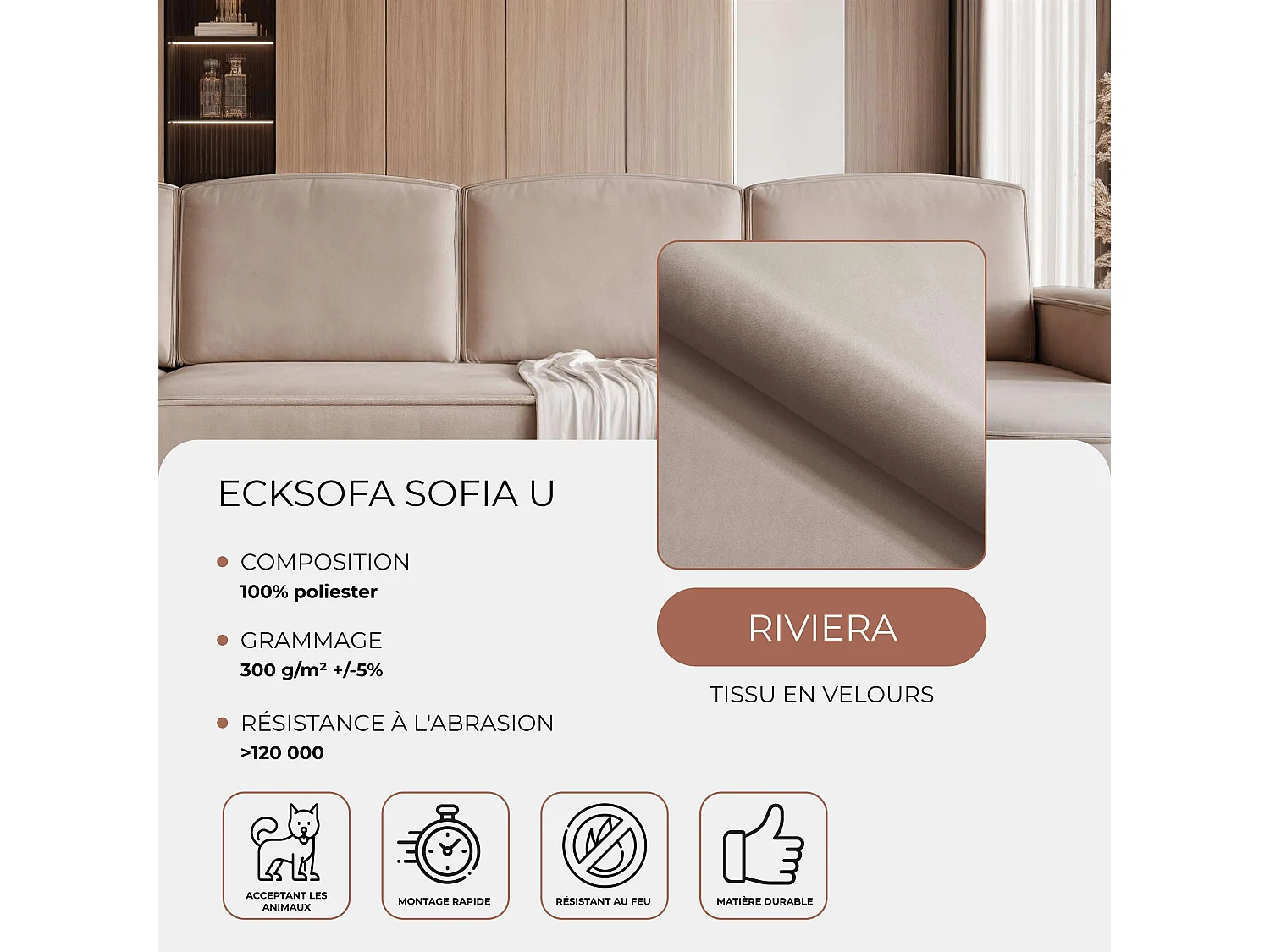 Canapé avec fonction couchage, Marron