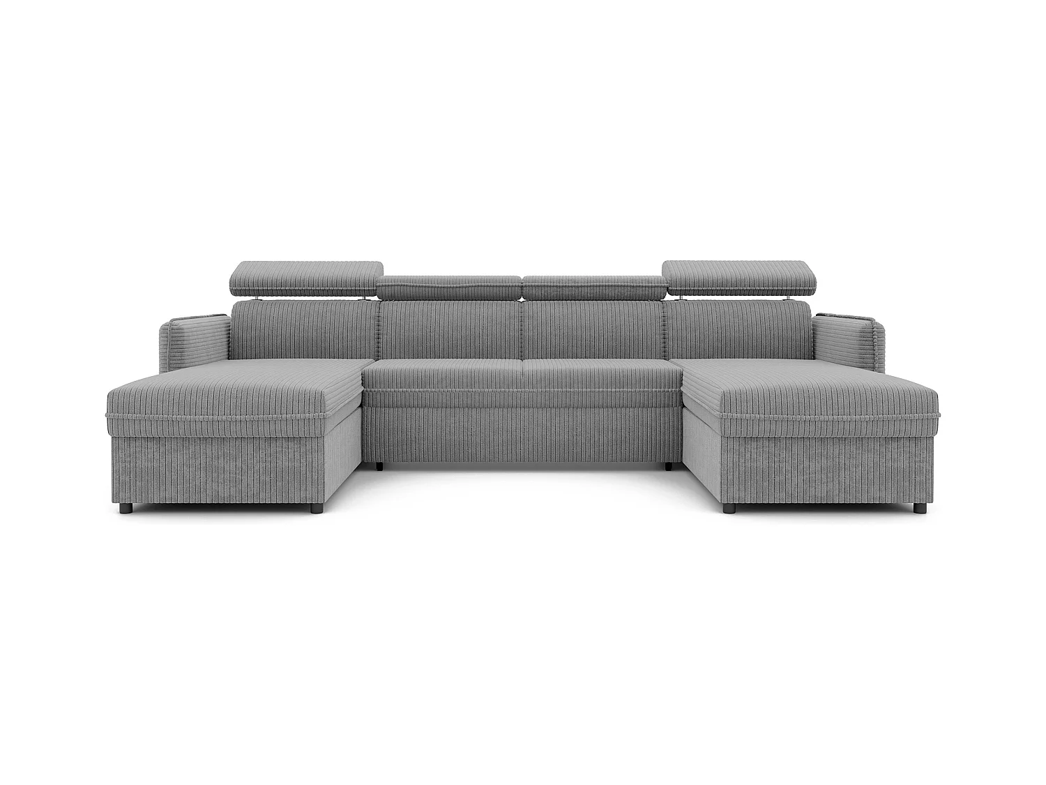 Canapé d'angle Beni U convertible en tissu Gris clair