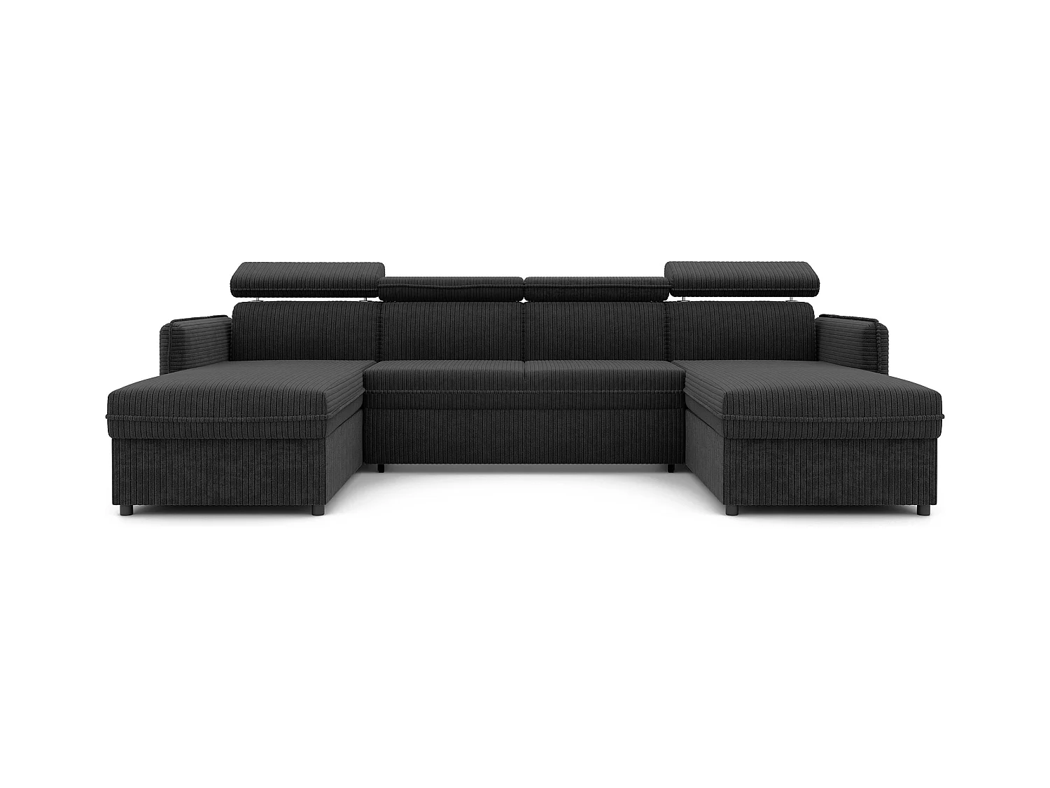 Canapé d'angle Beni U convertible en tissu Noir