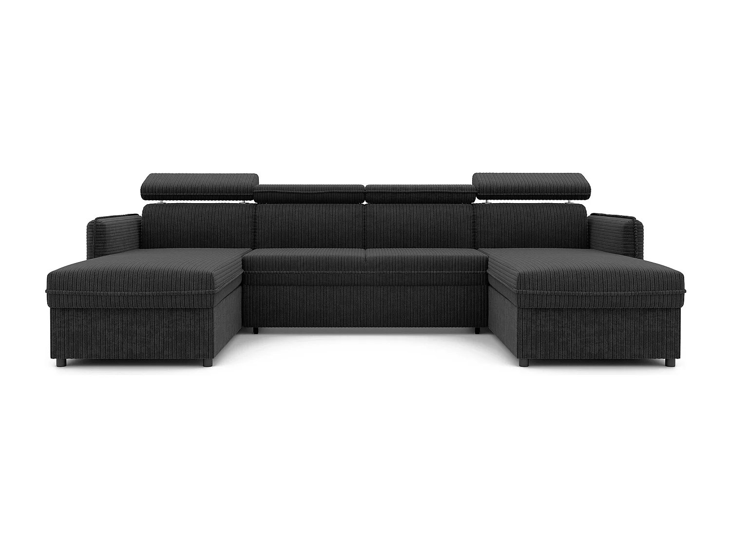 Canapé d'angle Beni U convertible en tissu Noir