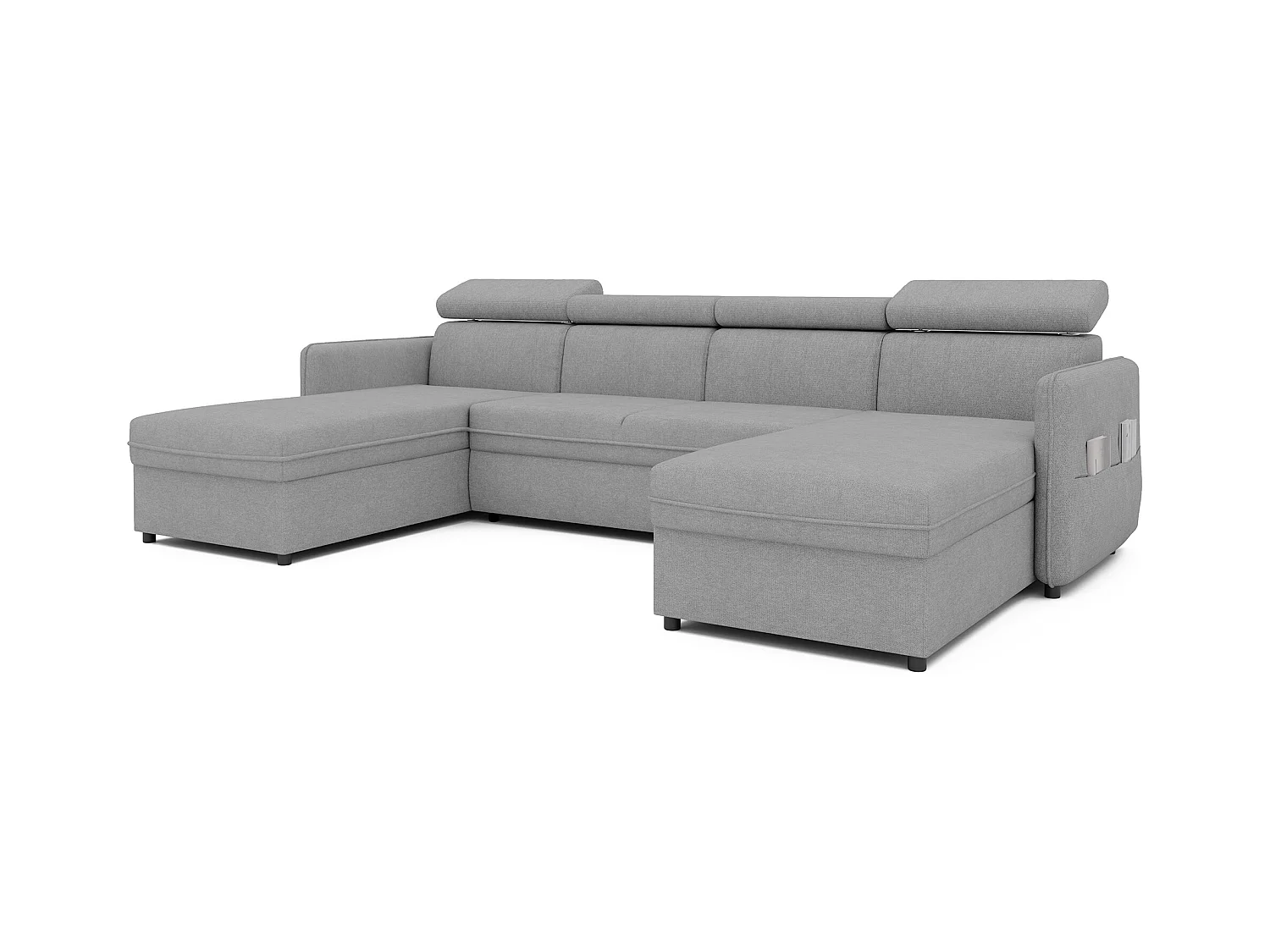 Canapé d'angle Beni U convertible en tissu Gris