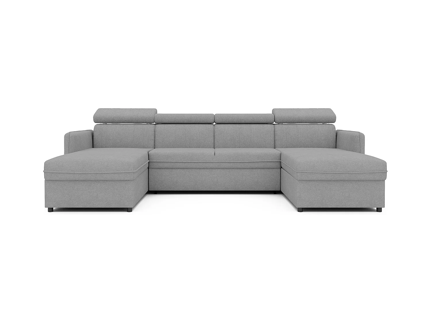 Canapé d'angle Beni U convertible en tissu Gris