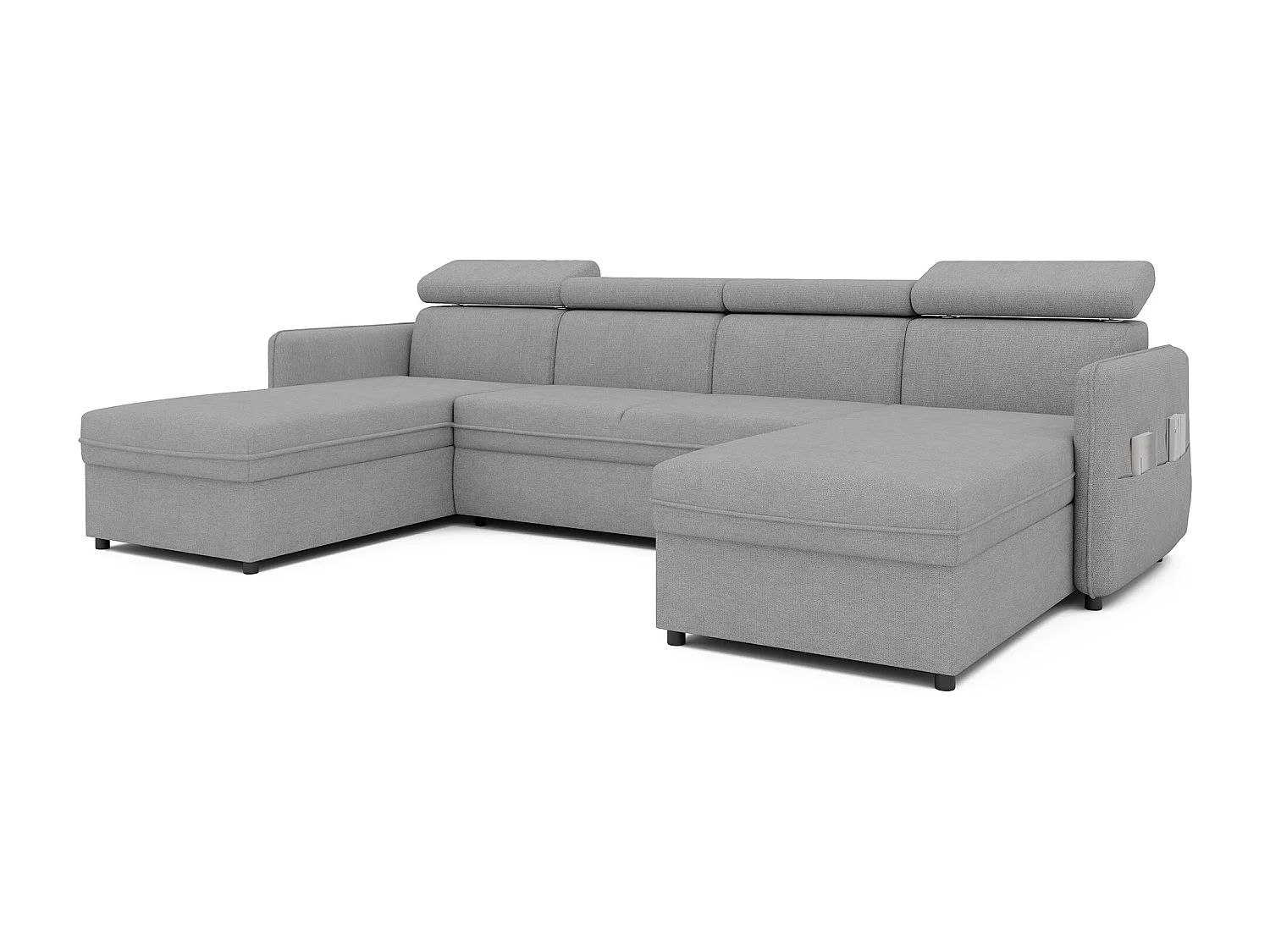 Canapé d'angle Beni U convertible en tissu Gris