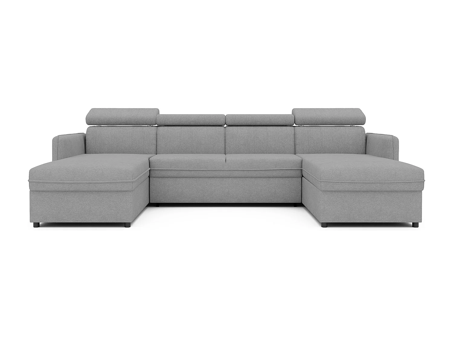 Canapé d'angle Beni U convertible en tissu Gris