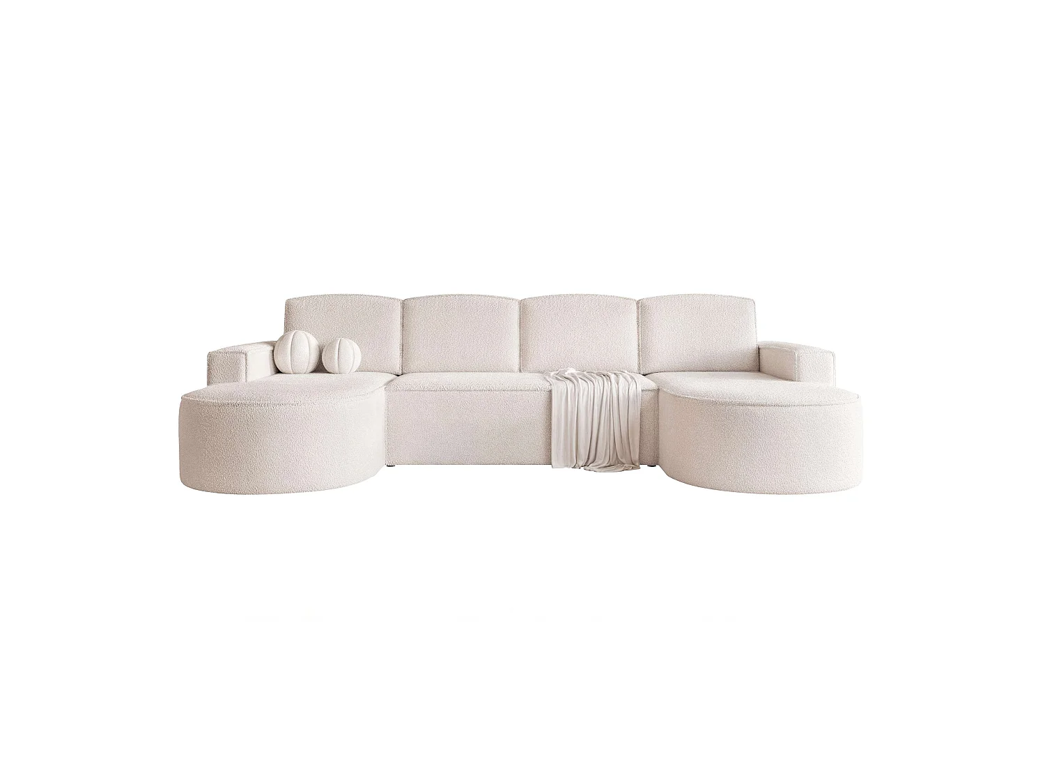 Canapé avec fonction couchage, Crème Bouclé