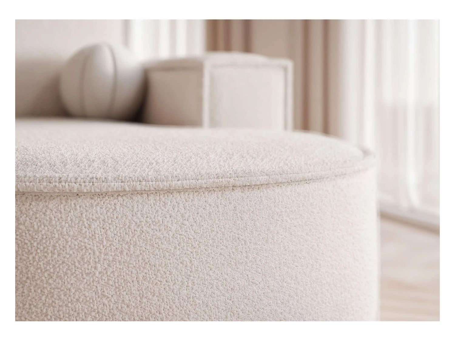 Canapé avec fonction couchage, Crème Bouclé