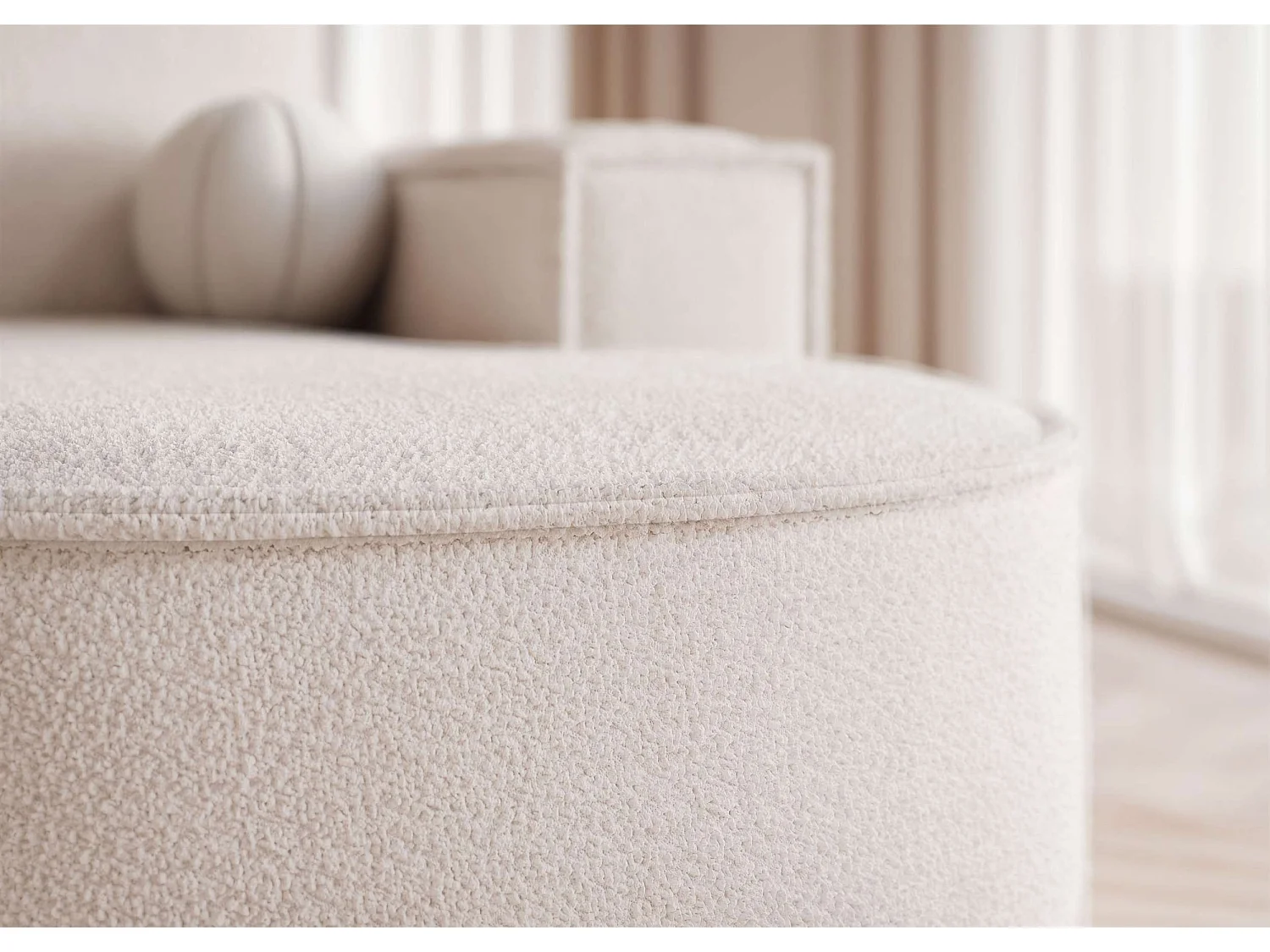 Canapé avec fonction couchage, Crème Bouclé