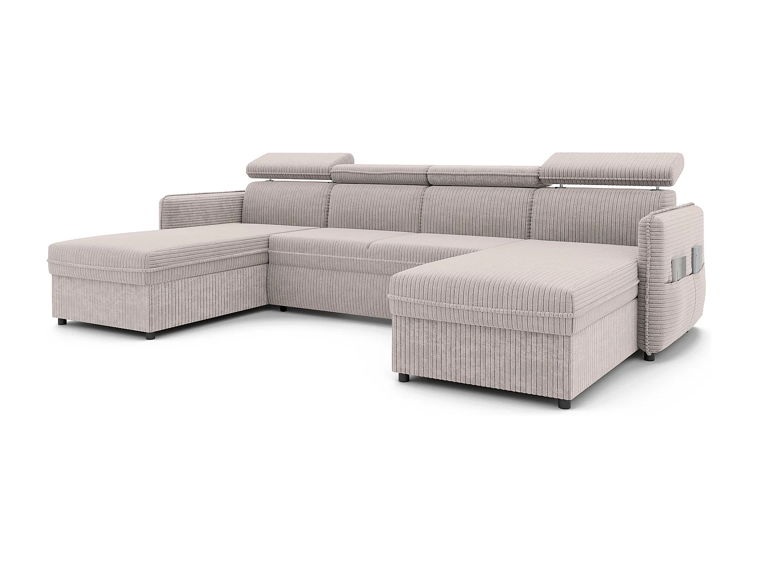 Canapé d'angle Beni U convertible en tissu Beige