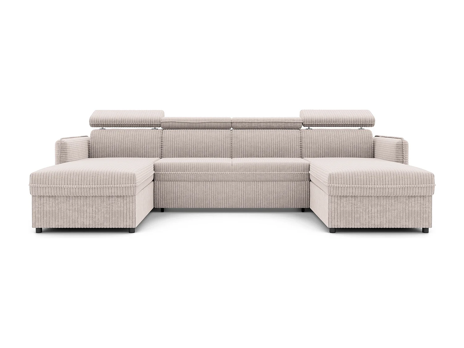 Canapé d'angle Beni U convertible en tissu Beige