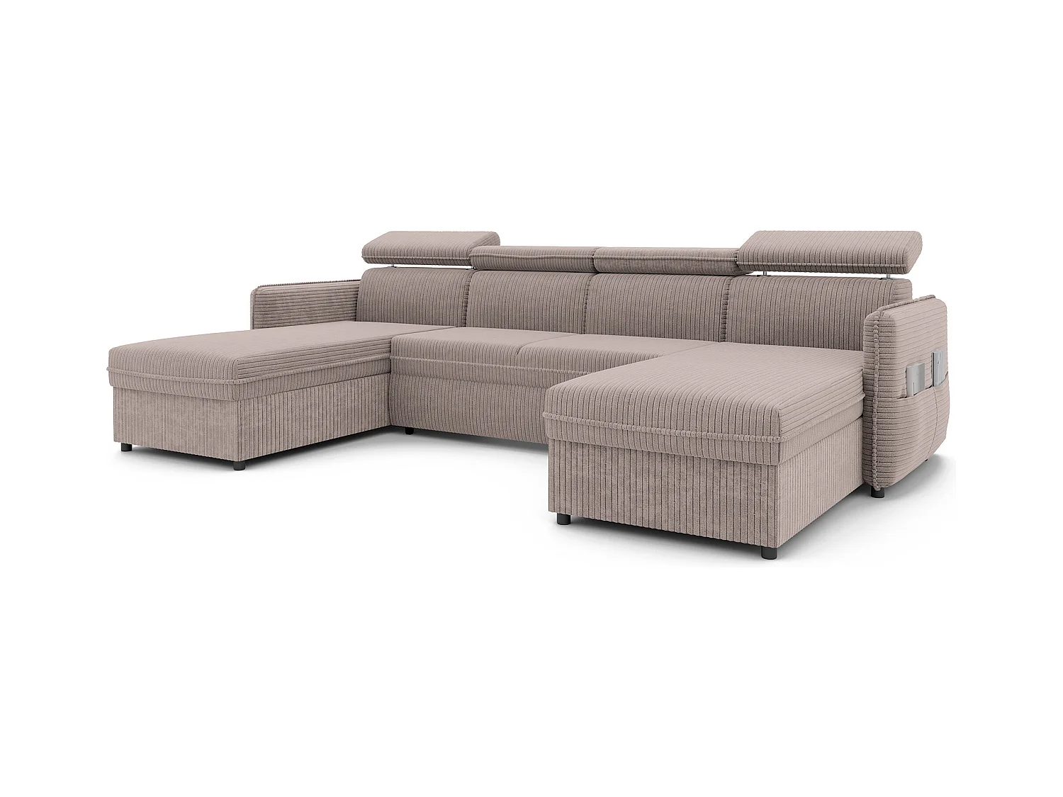 Canapé d'angle Beni U convertible en tissu Marron clair