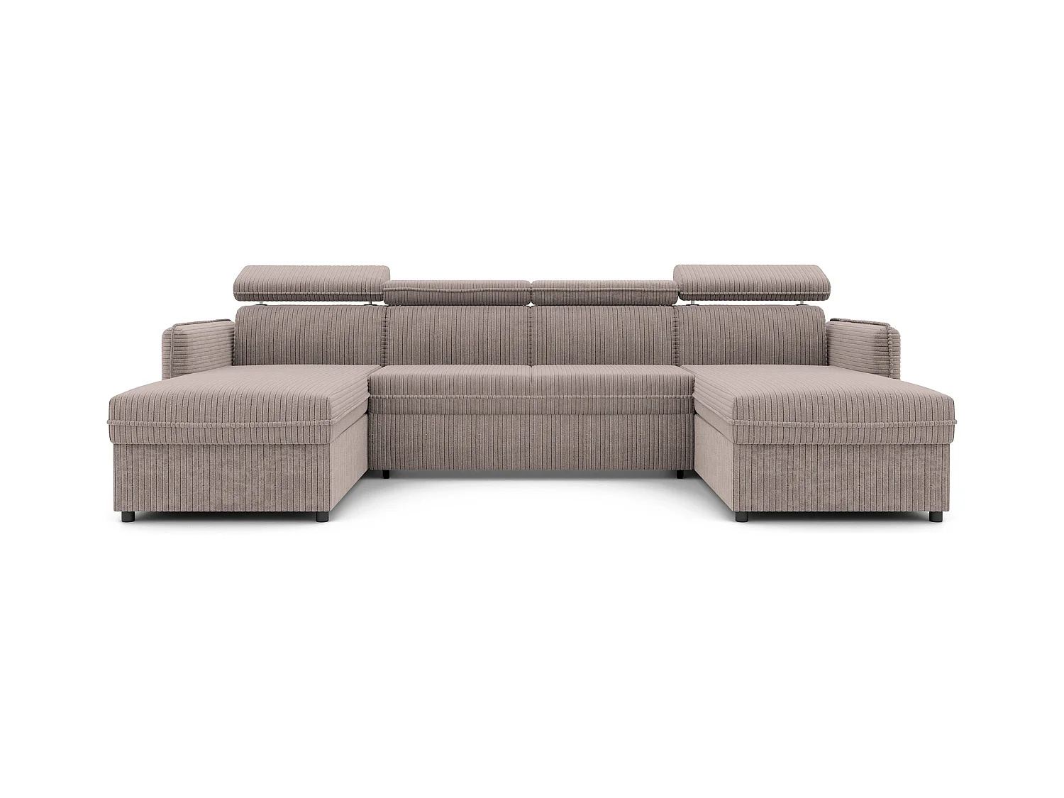 Canapé d'angle Beni U convertible en tissu Marron clair