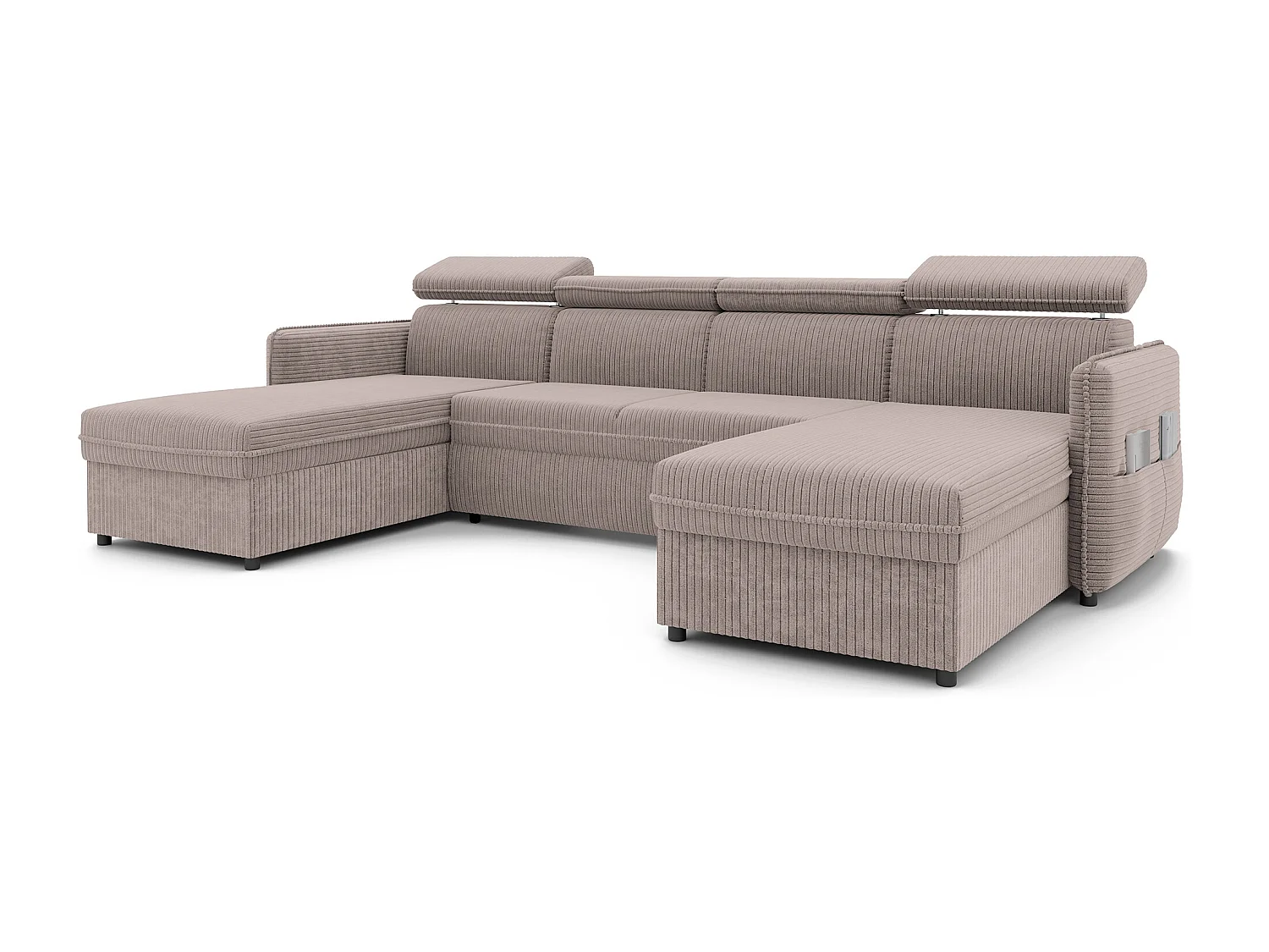 Canapé d'angle Beni U convertible en tissu Marron clair