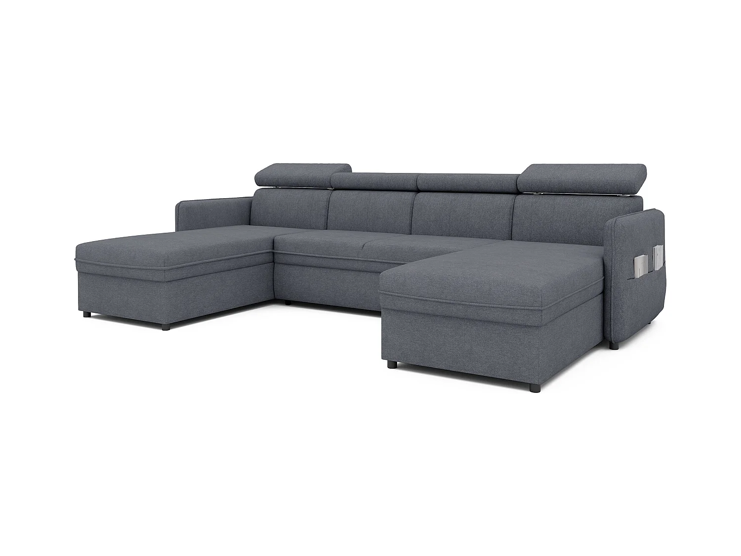 Canapé d'angle Beni U convertible en tissu Anthracite