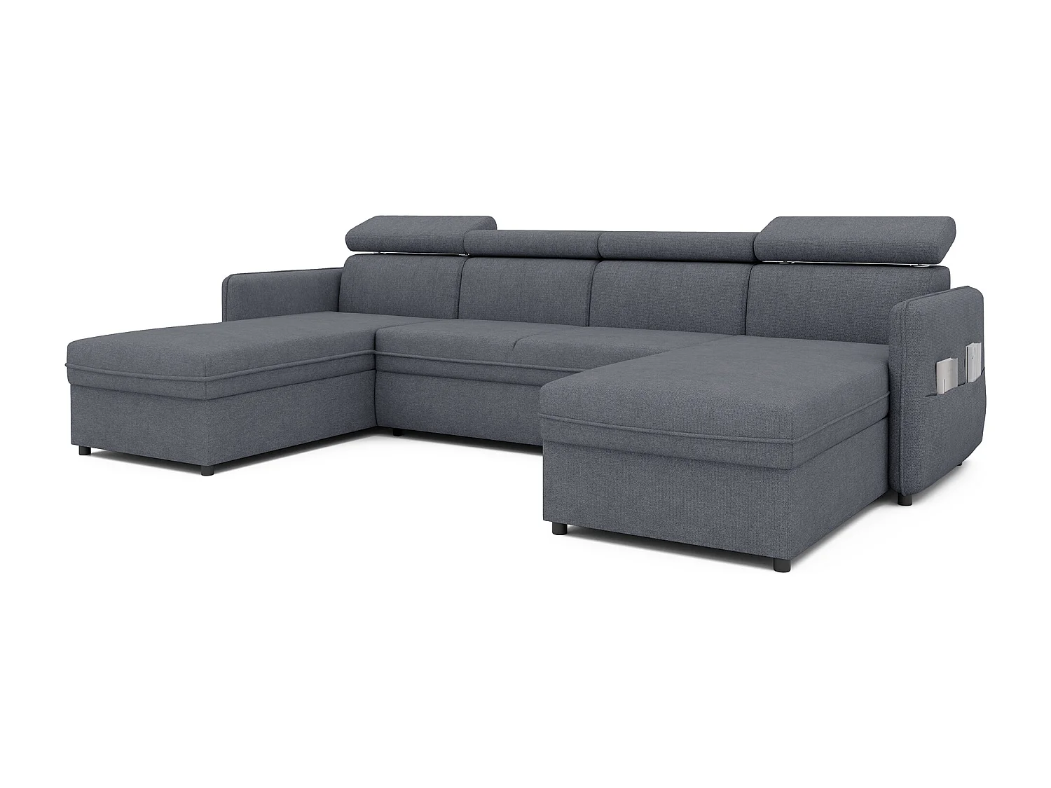 Canapé d'angle Beni U convertible en tissu Anthracite