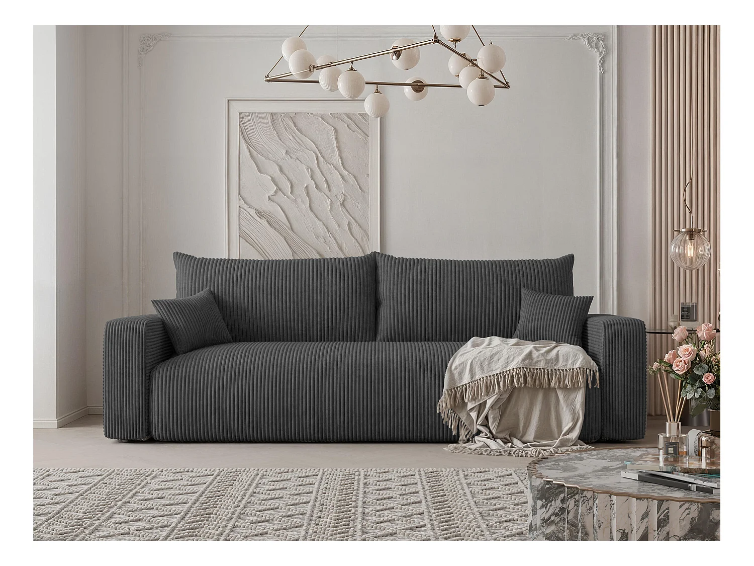 Canapé avec fonction couchage, Anthracite