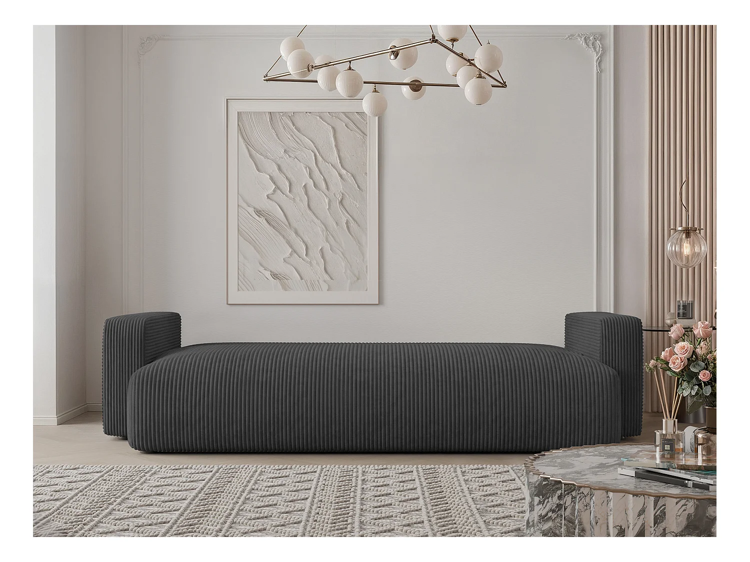 Canapé avec fonction couchage, Anthracite