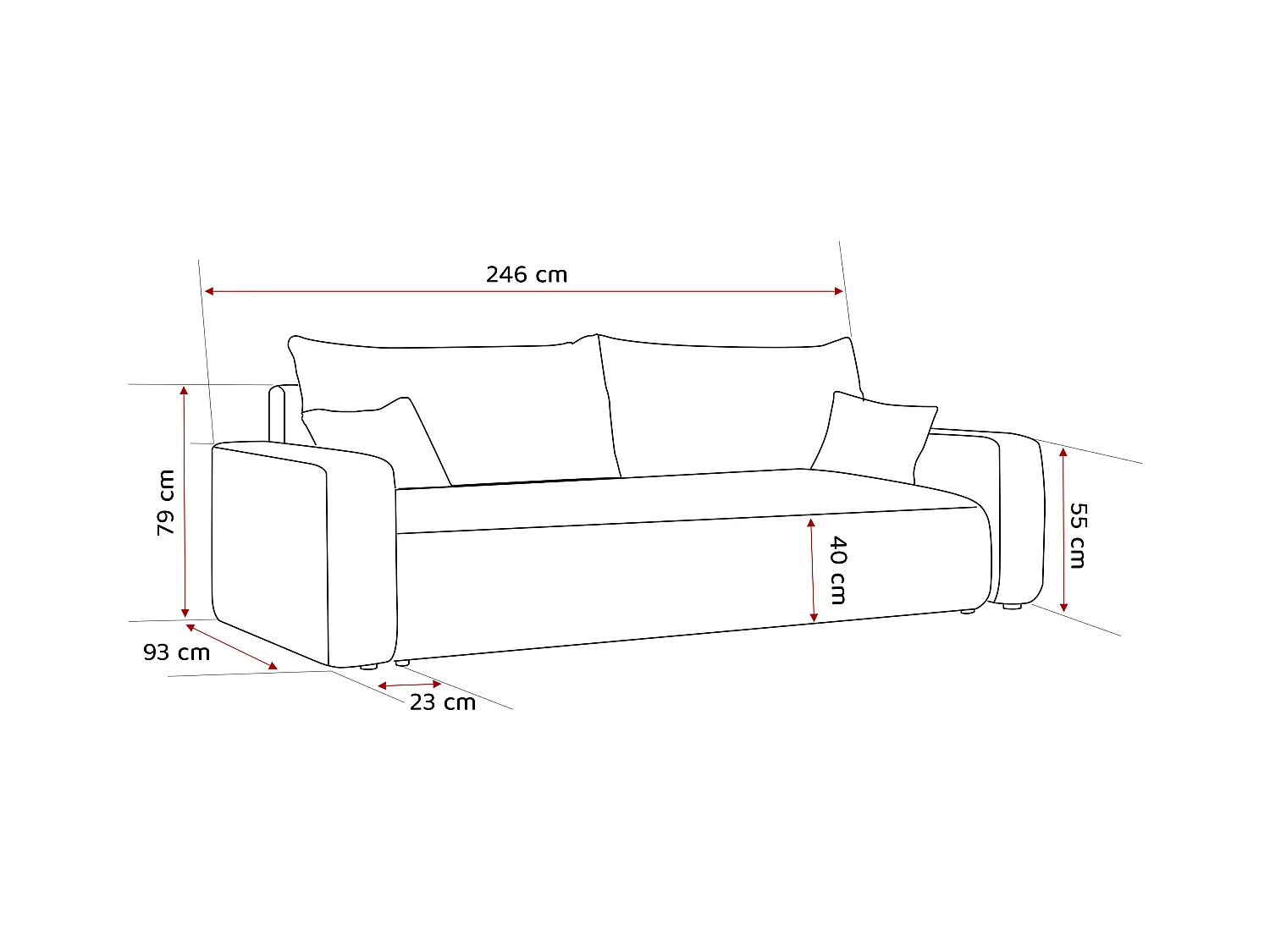 Canapé avec fonction couchage, Anthracite