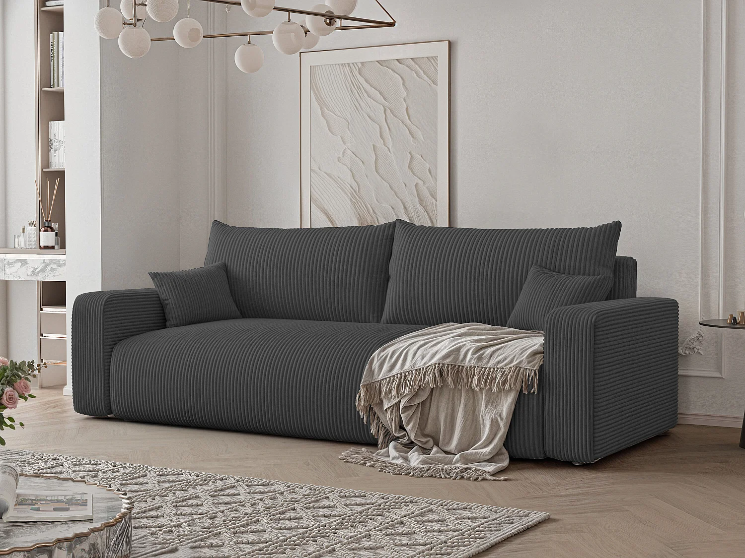 Canapé avec fonction couchage, Anthracite