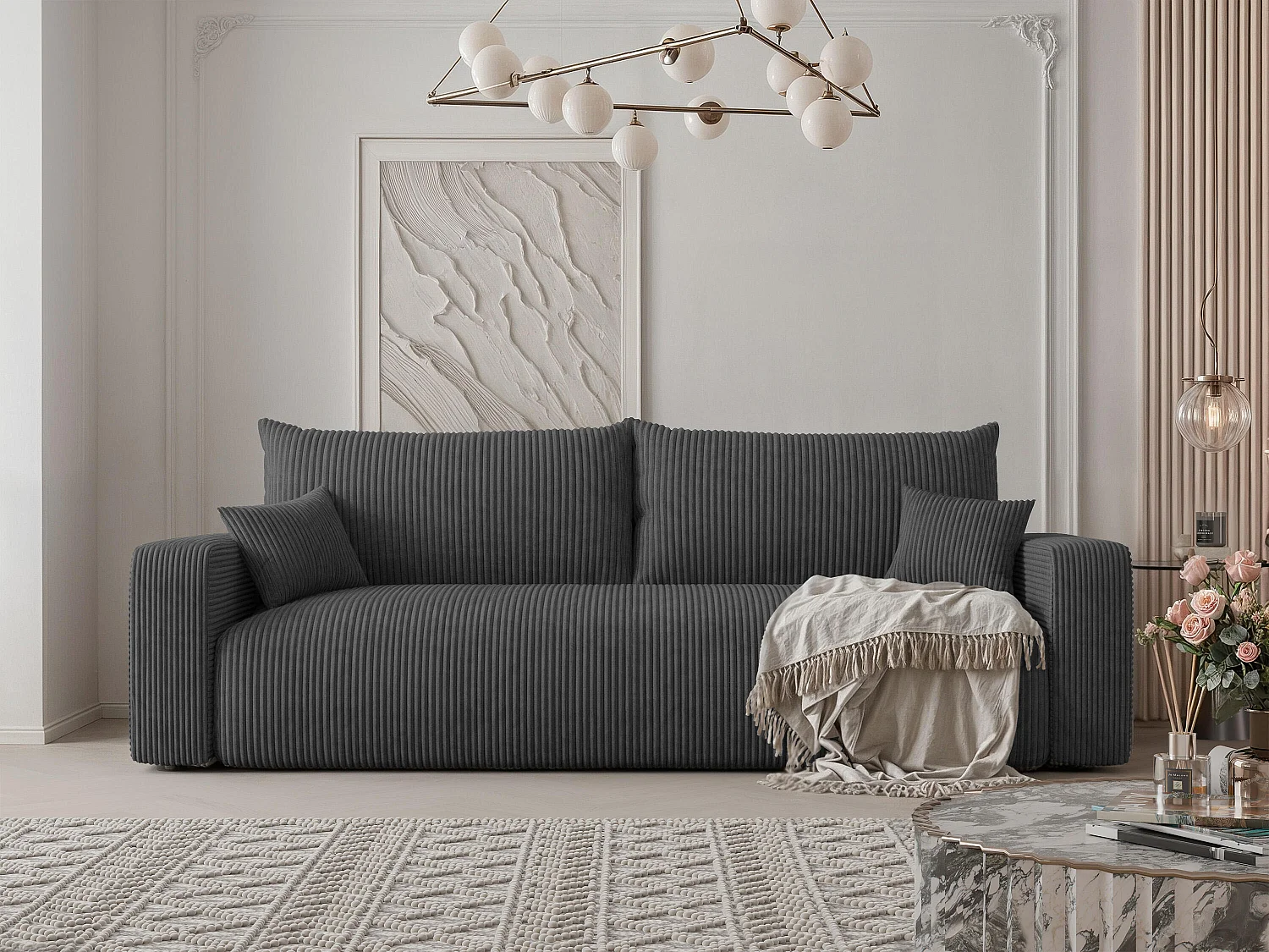 Canapé avec fonction couchage, Anthracite