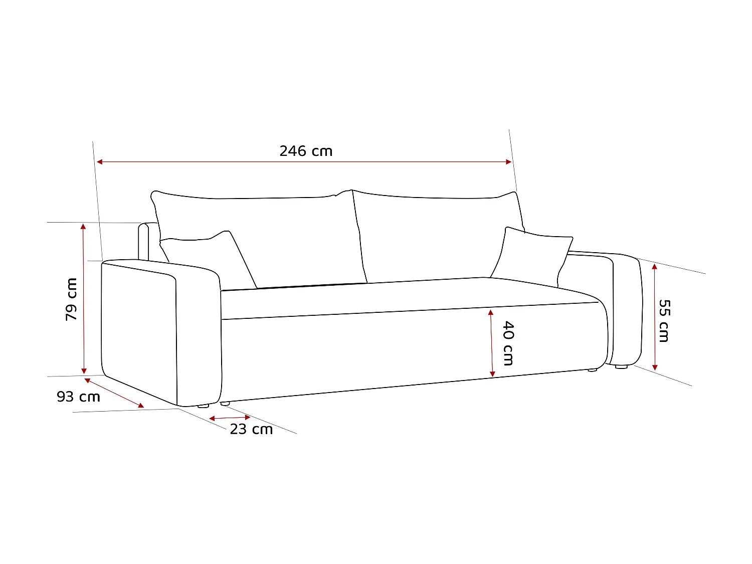 Canapé avec fonction couchage, Anthracite