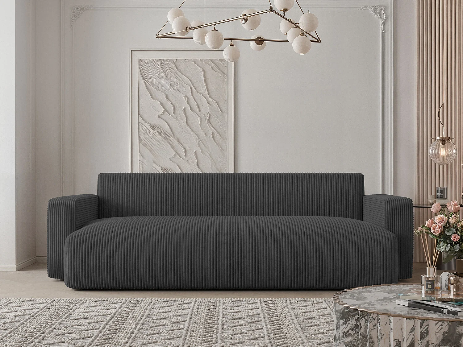 Canapé avec fonction couchage, Anthracite