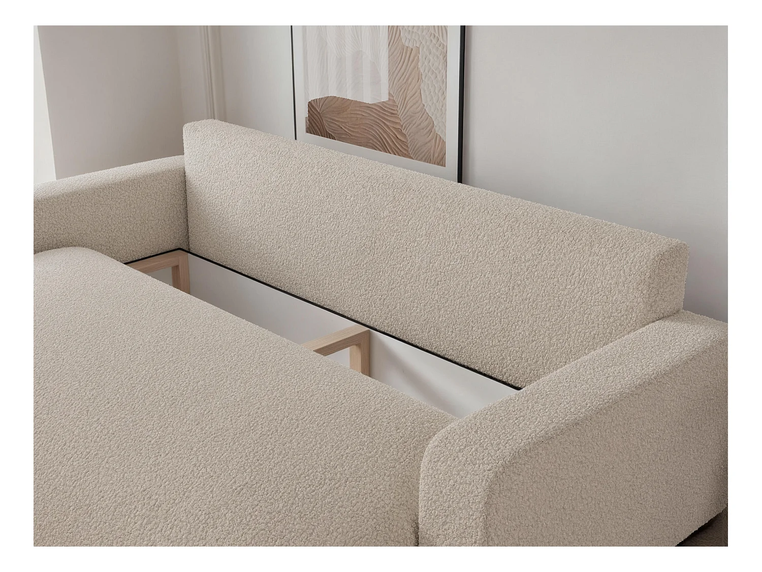 Canapé avec fonction couchage, Crème