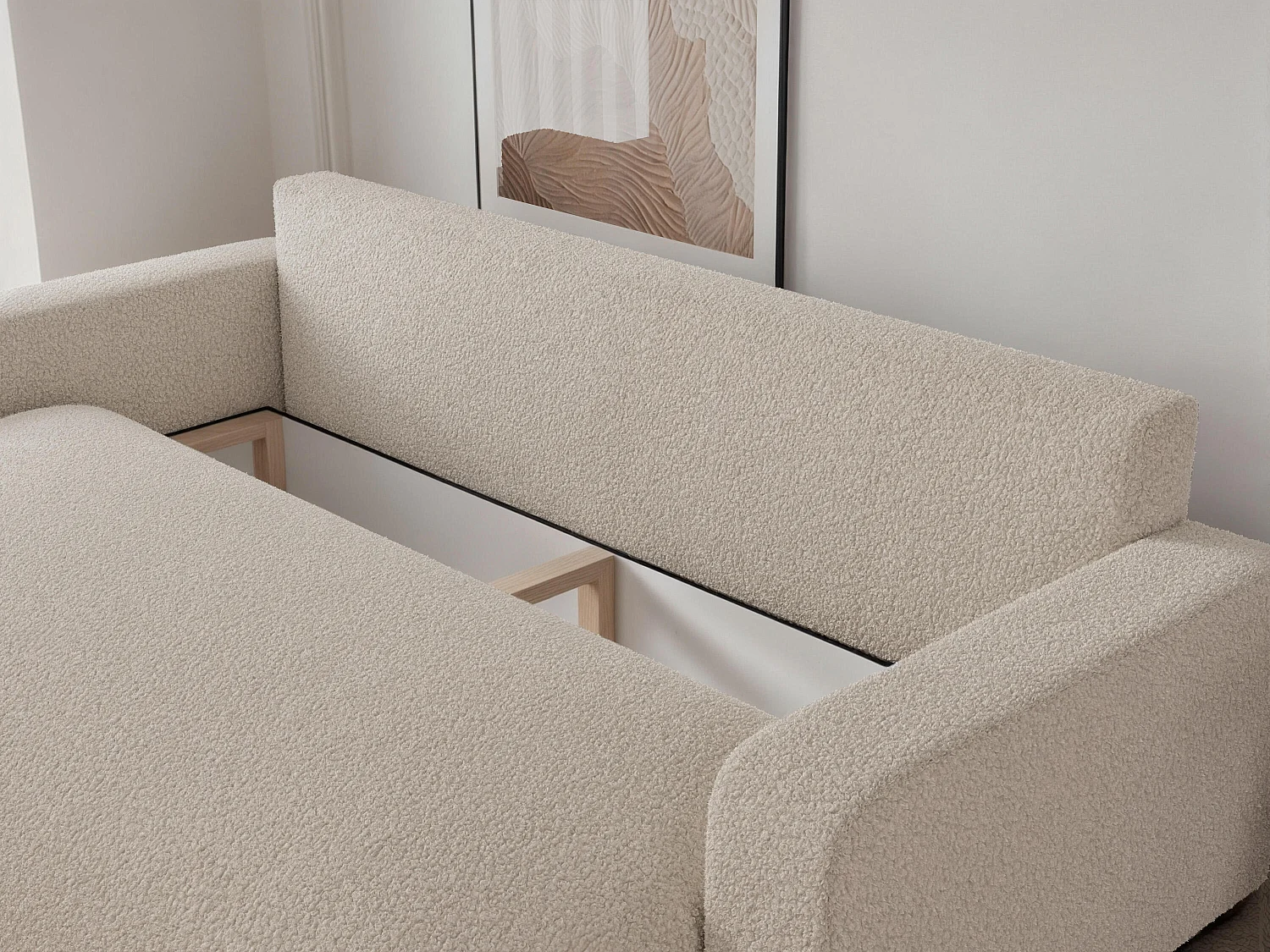 Canapé avec fonction couchage, Crème