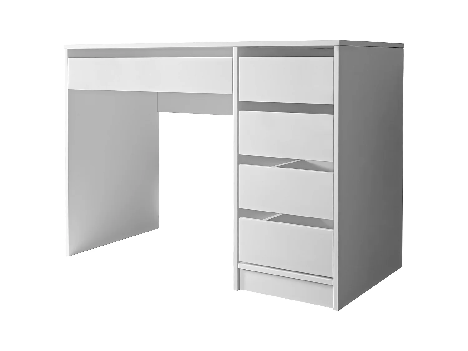 Bureau avec rangements, blanc mat