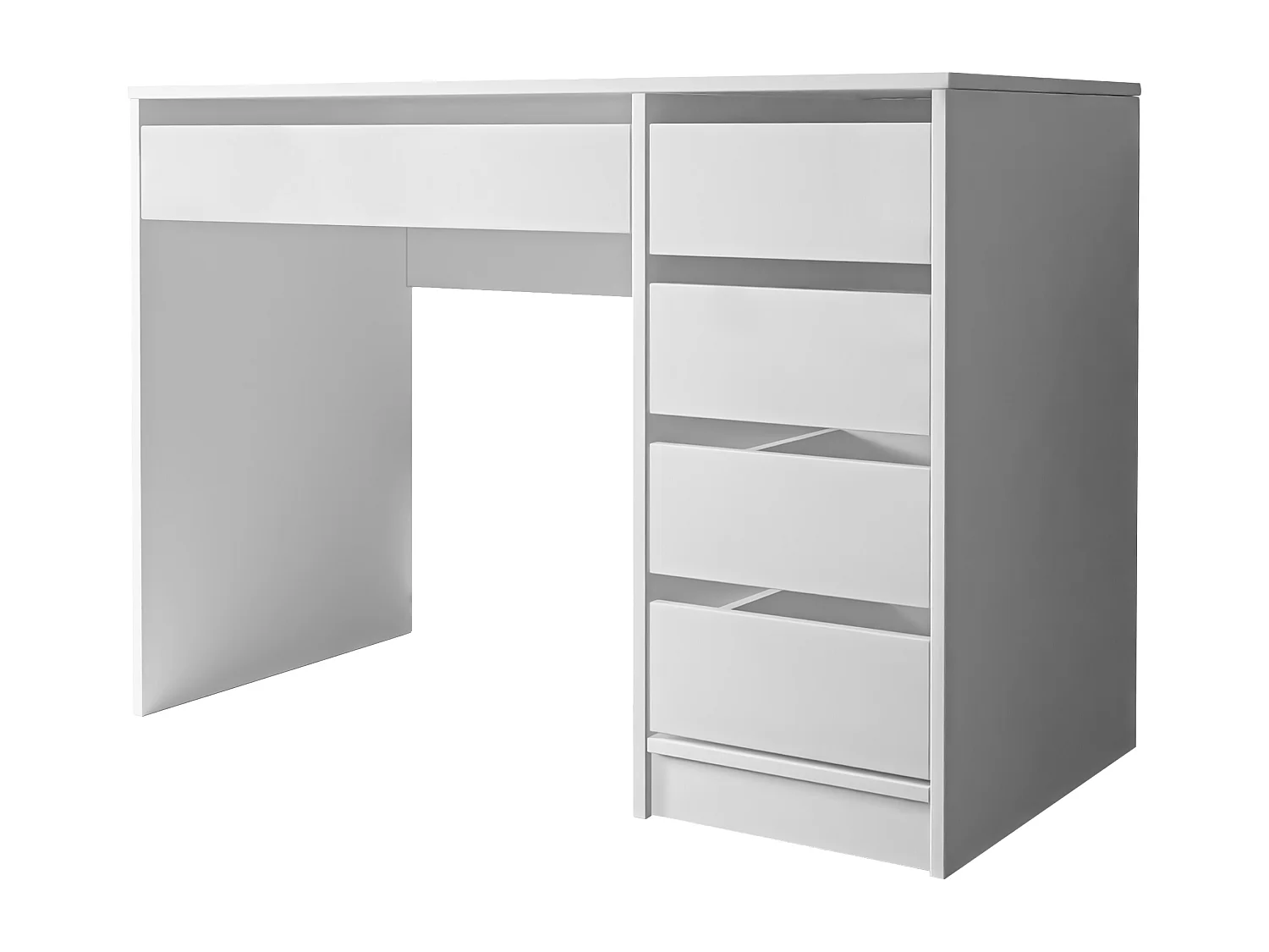 Bureau avec rangements, blanc mat