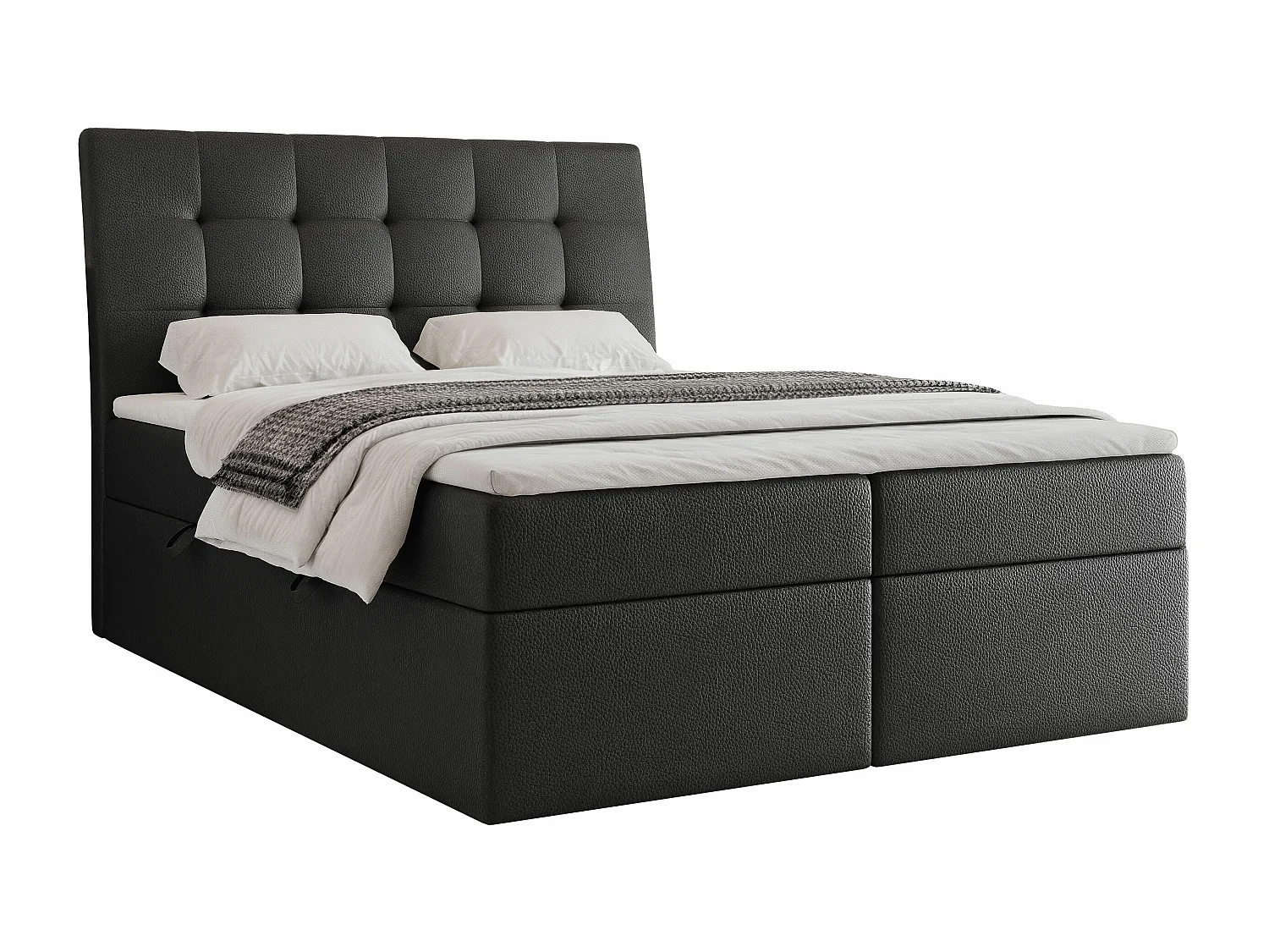 Lit continental rembourré avec matelas, noir  - 120x200