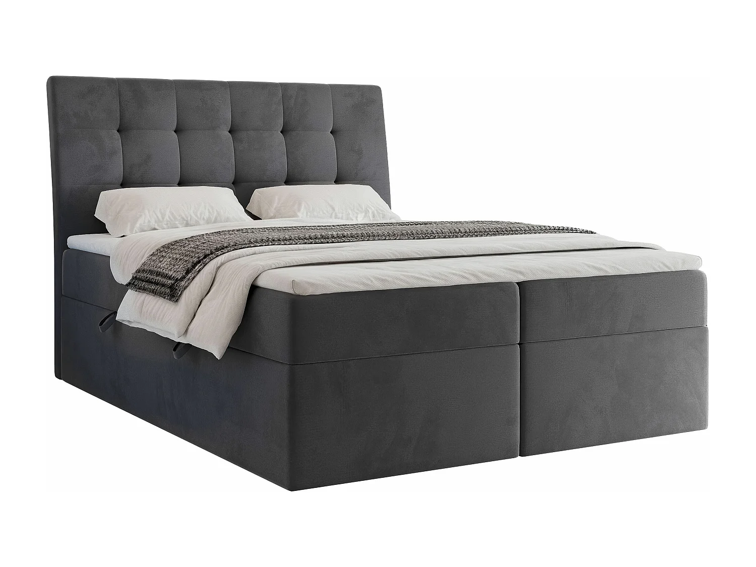 Lit continental rembourré avec surmatelas, gris anthracite - 160x200 - BAILEY