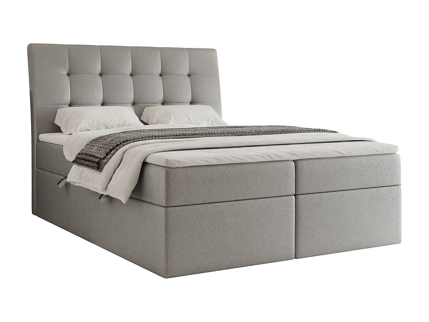 Lit continental rembourré avec surmatelas, gris  - 140x200 - BAILEY