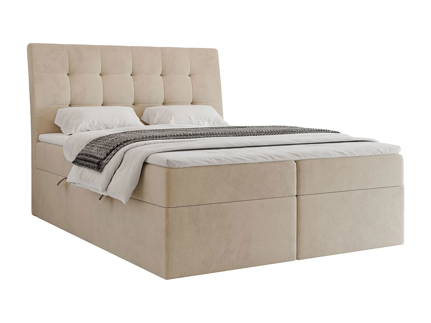 Lit continental rembourré avec matelas, crème - 140x200
