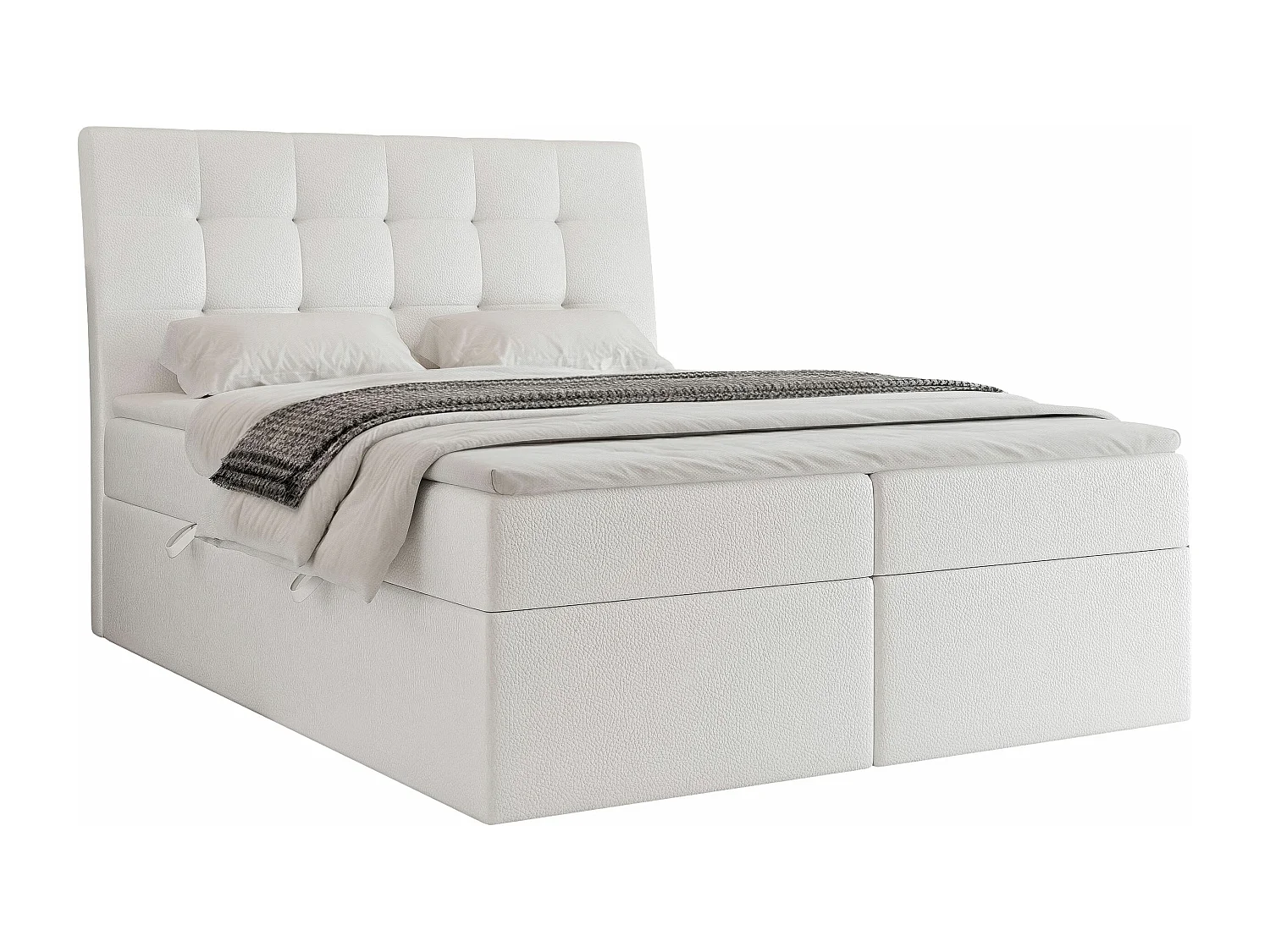 Lit continental rembourré avec matelas, blanc  - 140x200