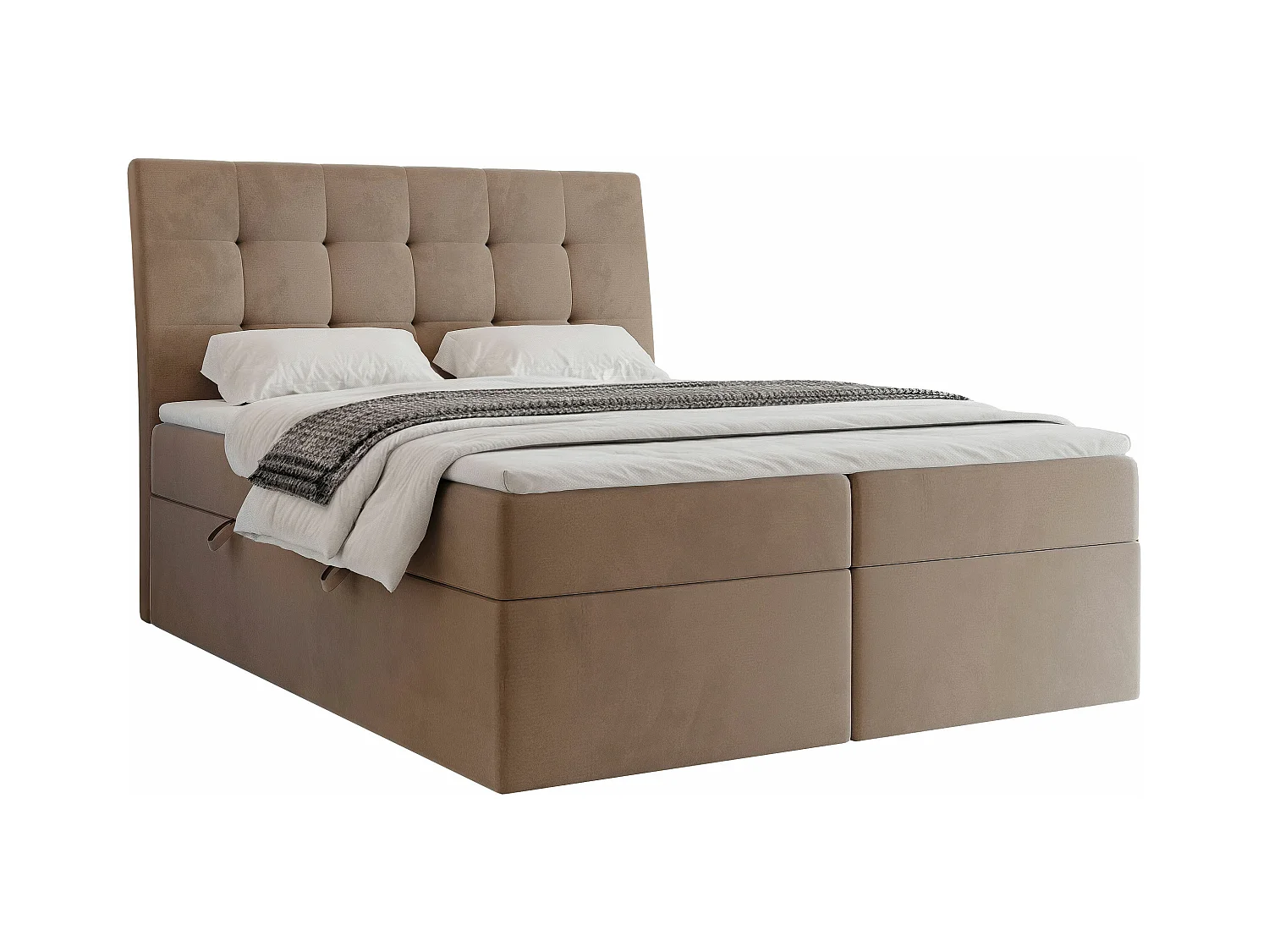 Lit continental rembourré avec surmatelas, marron - 120x200 - BAILEY