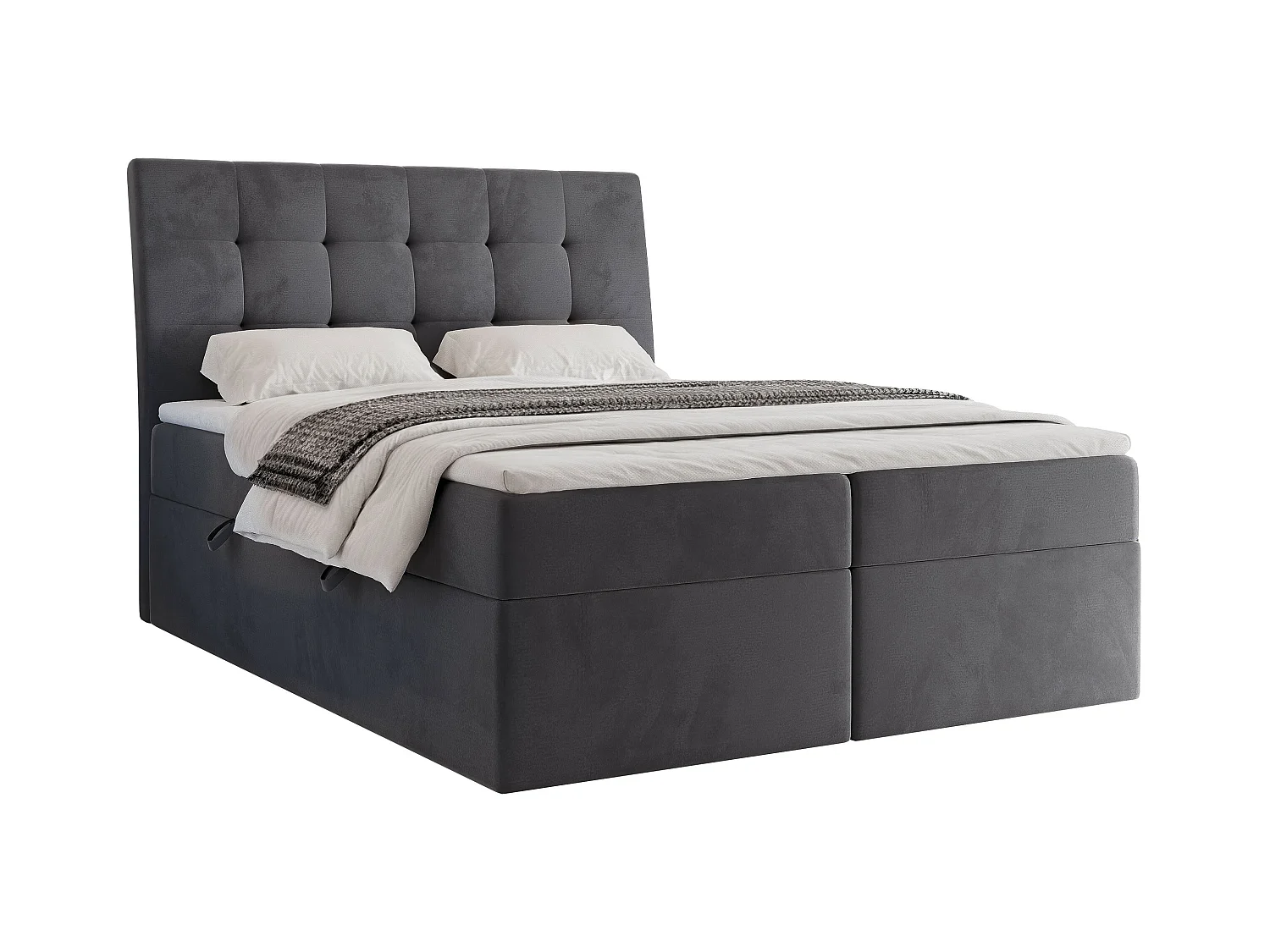 Lit continental rembourré avec surmatelas, gris anthracite - 200x200 - BAILEY