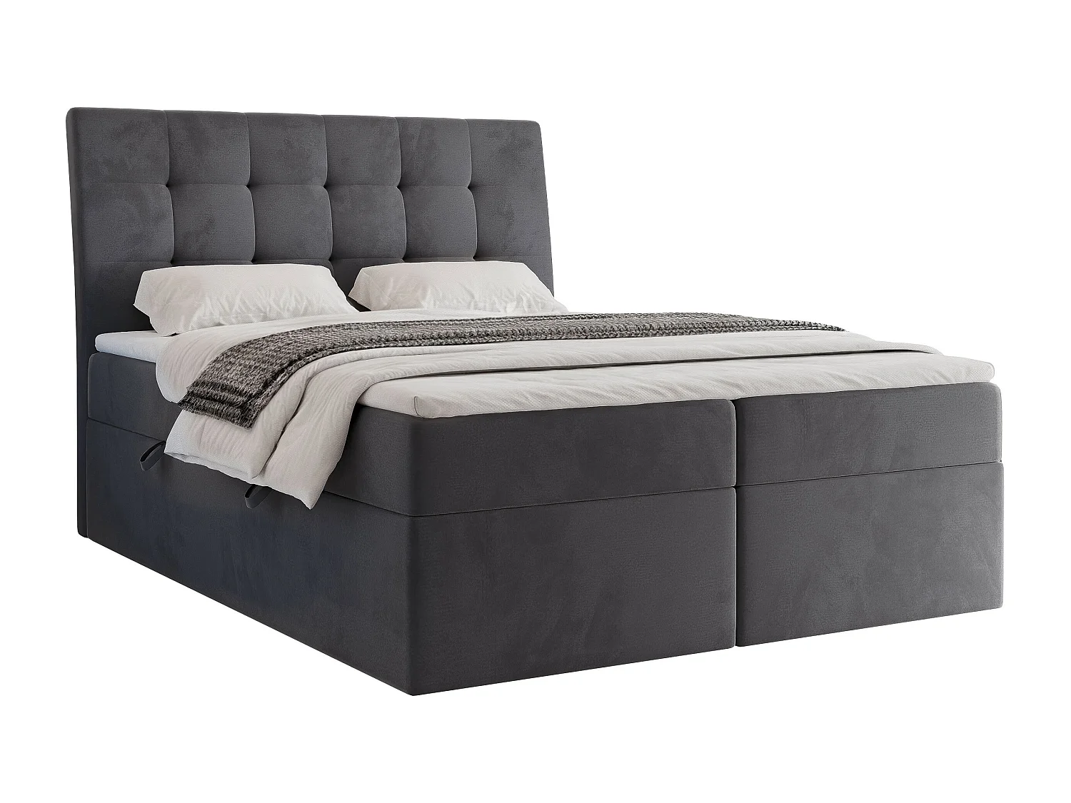 Lit continental rembourré avec surmatelas, gris anthracite - 200x200 - BAILEY