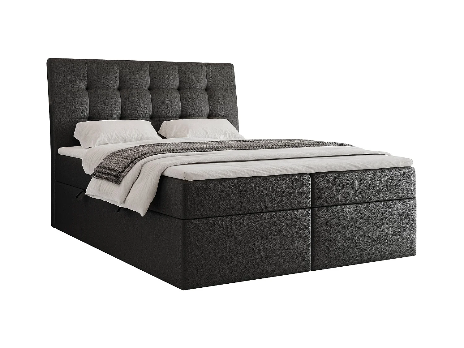 Lit continental rembourré avec surmatelas, noir  - 140x200 - BAILEY