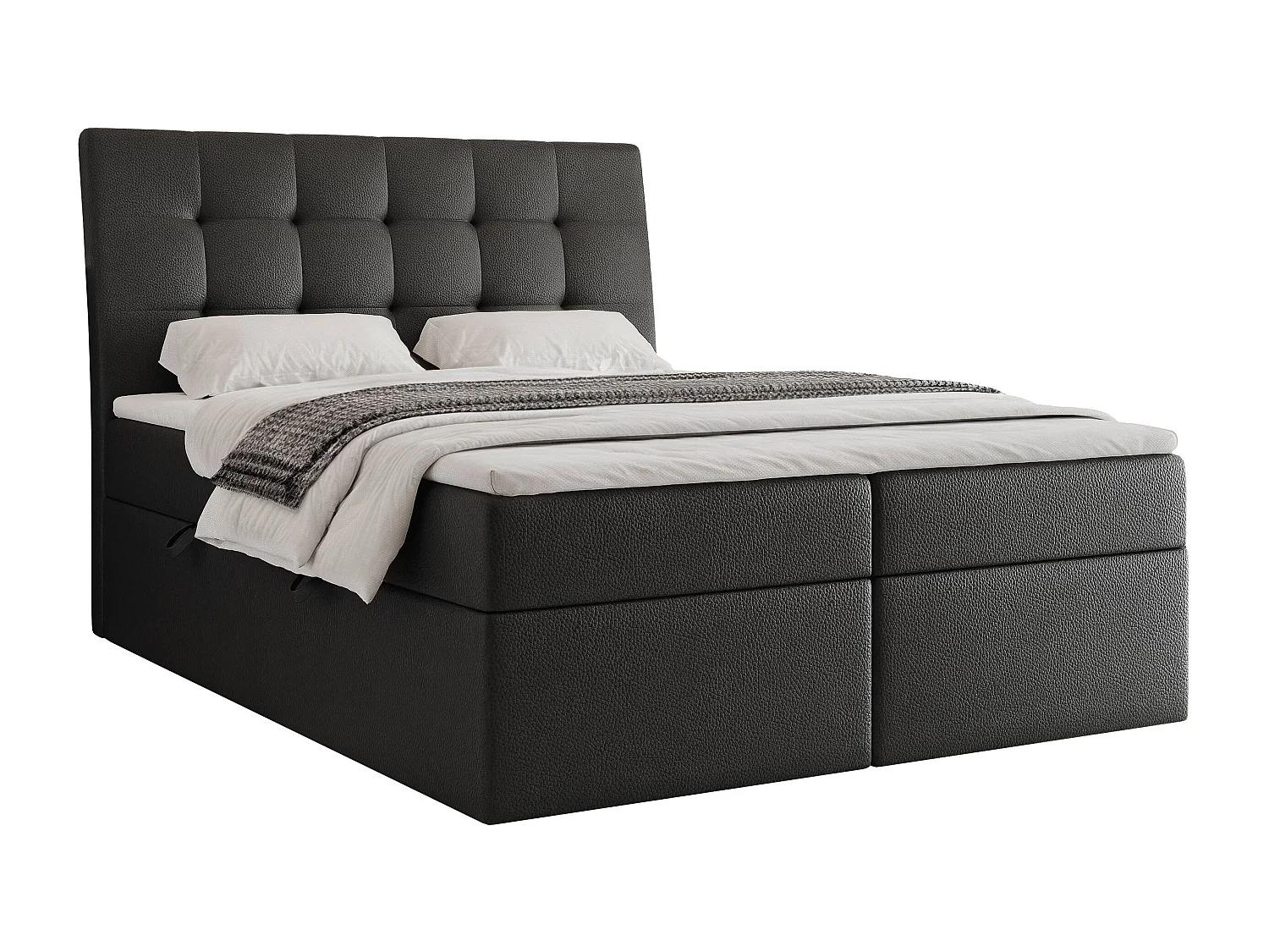 Lit continental rembourré avec surmatelas, noir  - 140x200 - BAILEY