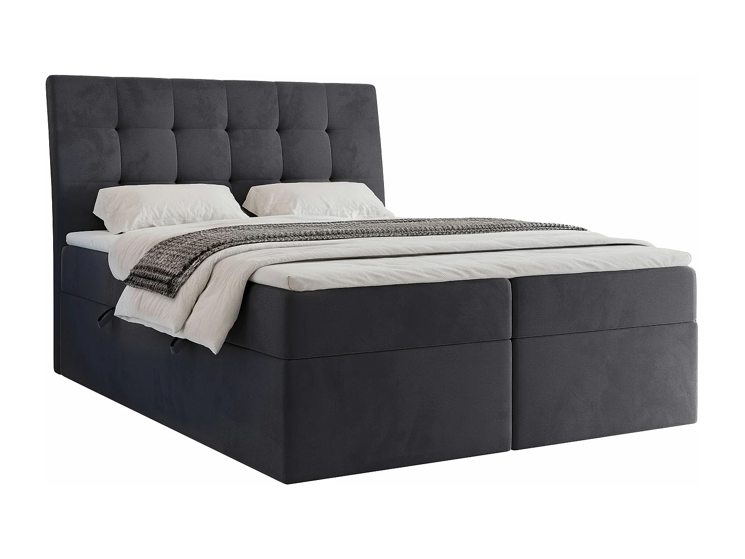 Lit continental rembourré avec surmatelas, gris anthracite - 160x200 - BAILEY